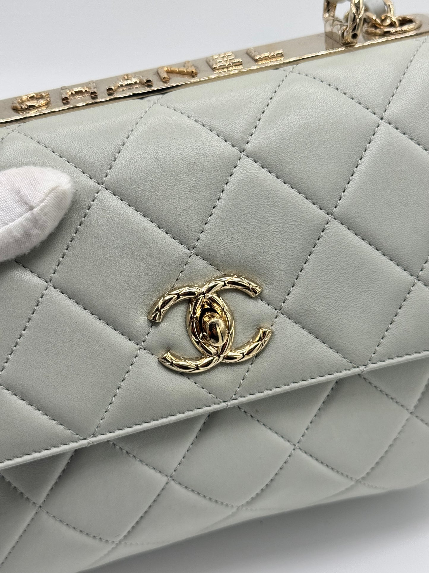 Chanel Small Trendy CC Bag Grey Lambskin Light Gold Hardware