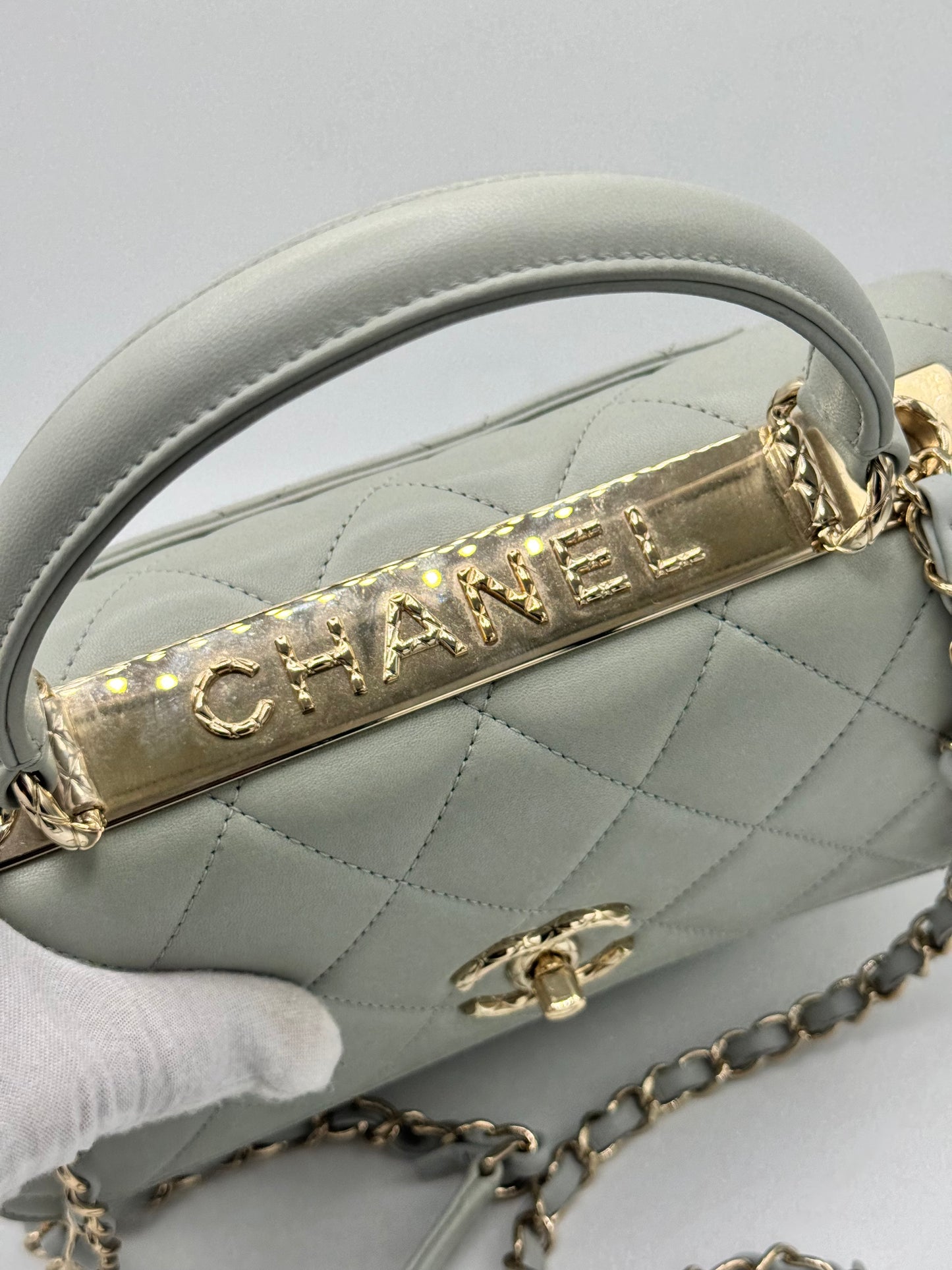 Chanel Small Trendy CC Bag Grey Lambskin Light Gold Hardware