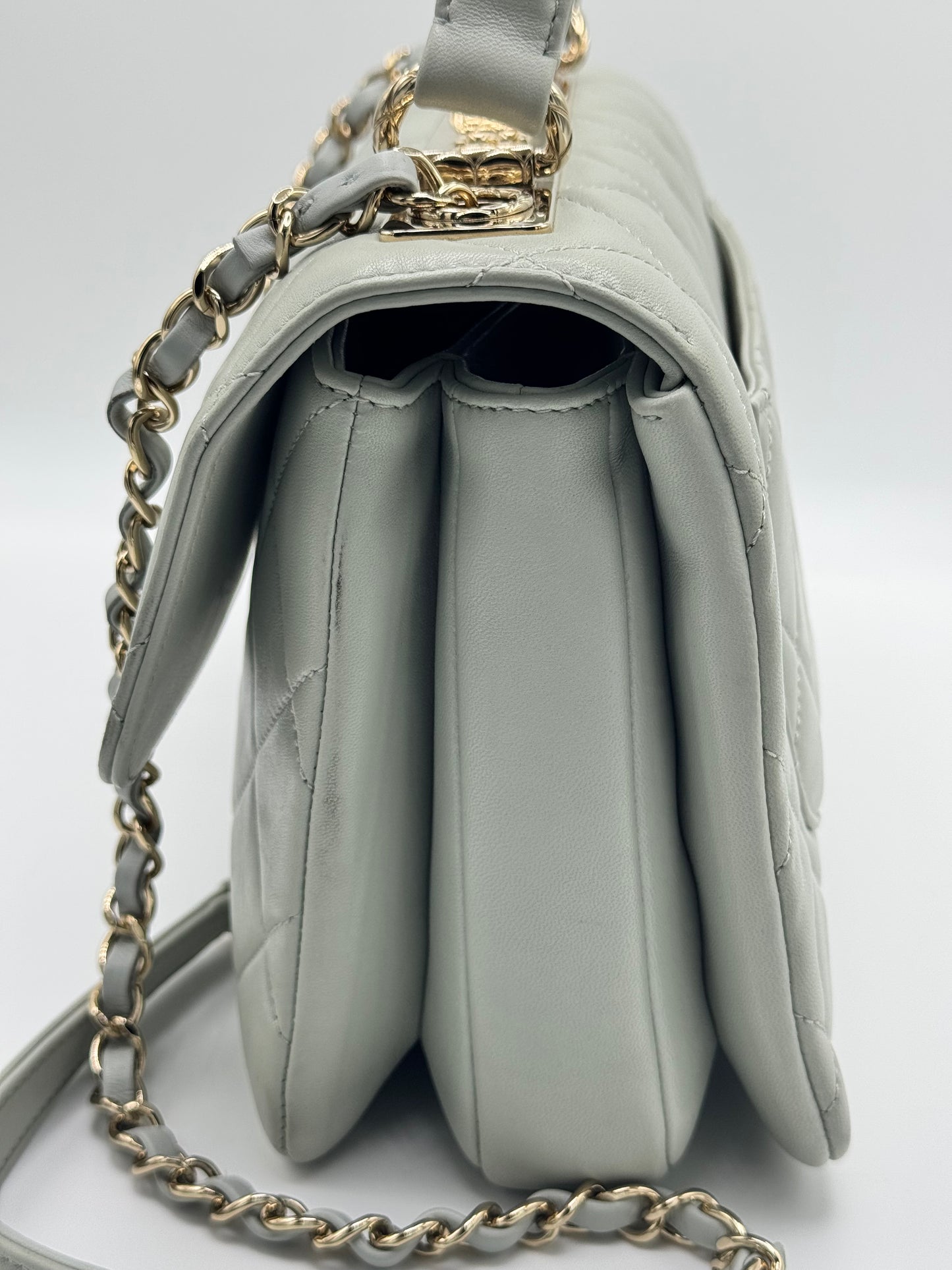 Chanel Small Trendy CC Bag Grey Lambskin Light Gold Hardware