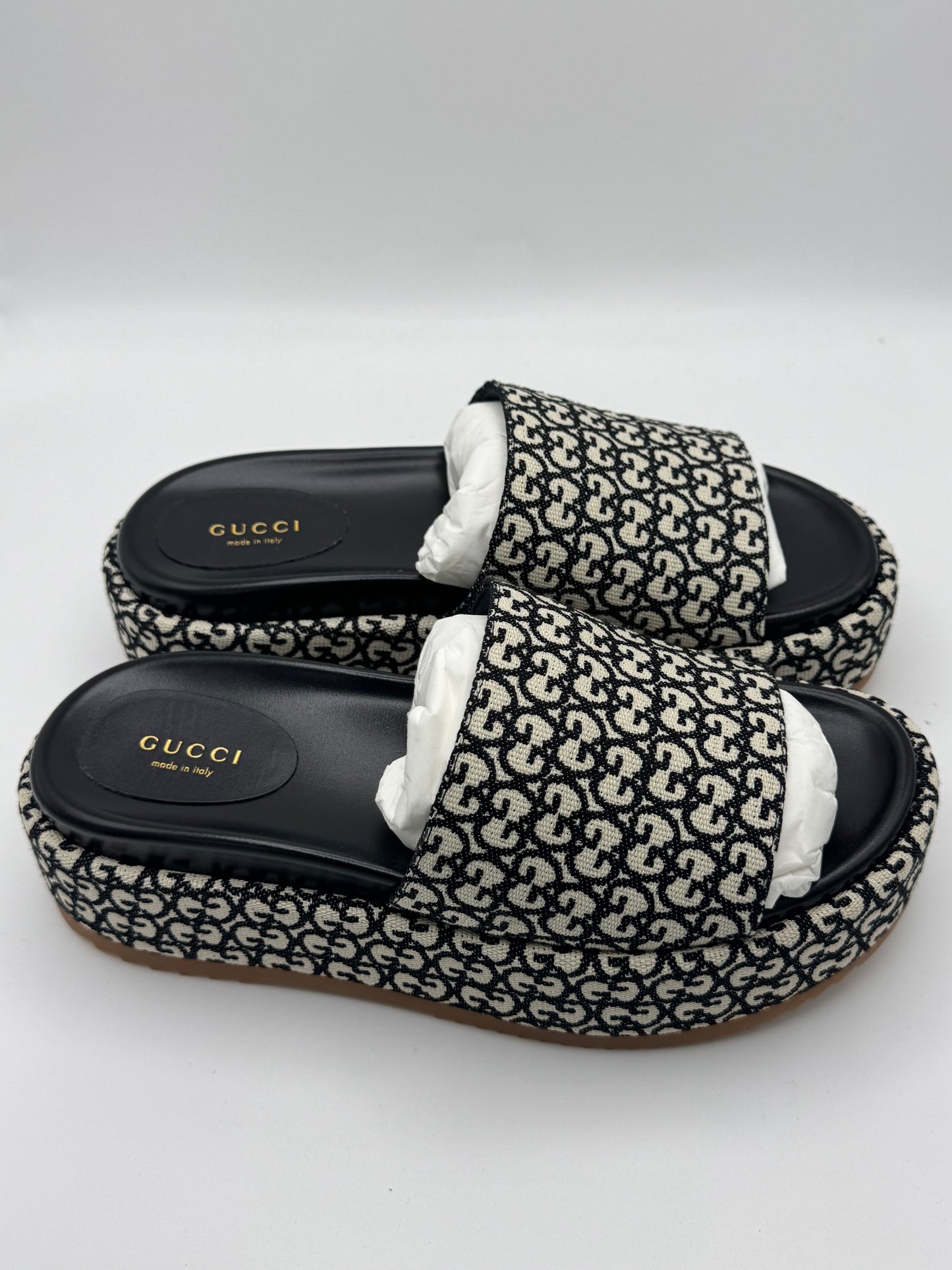 Gucci Angelina GG Monogram Platform Slide Sandals 38