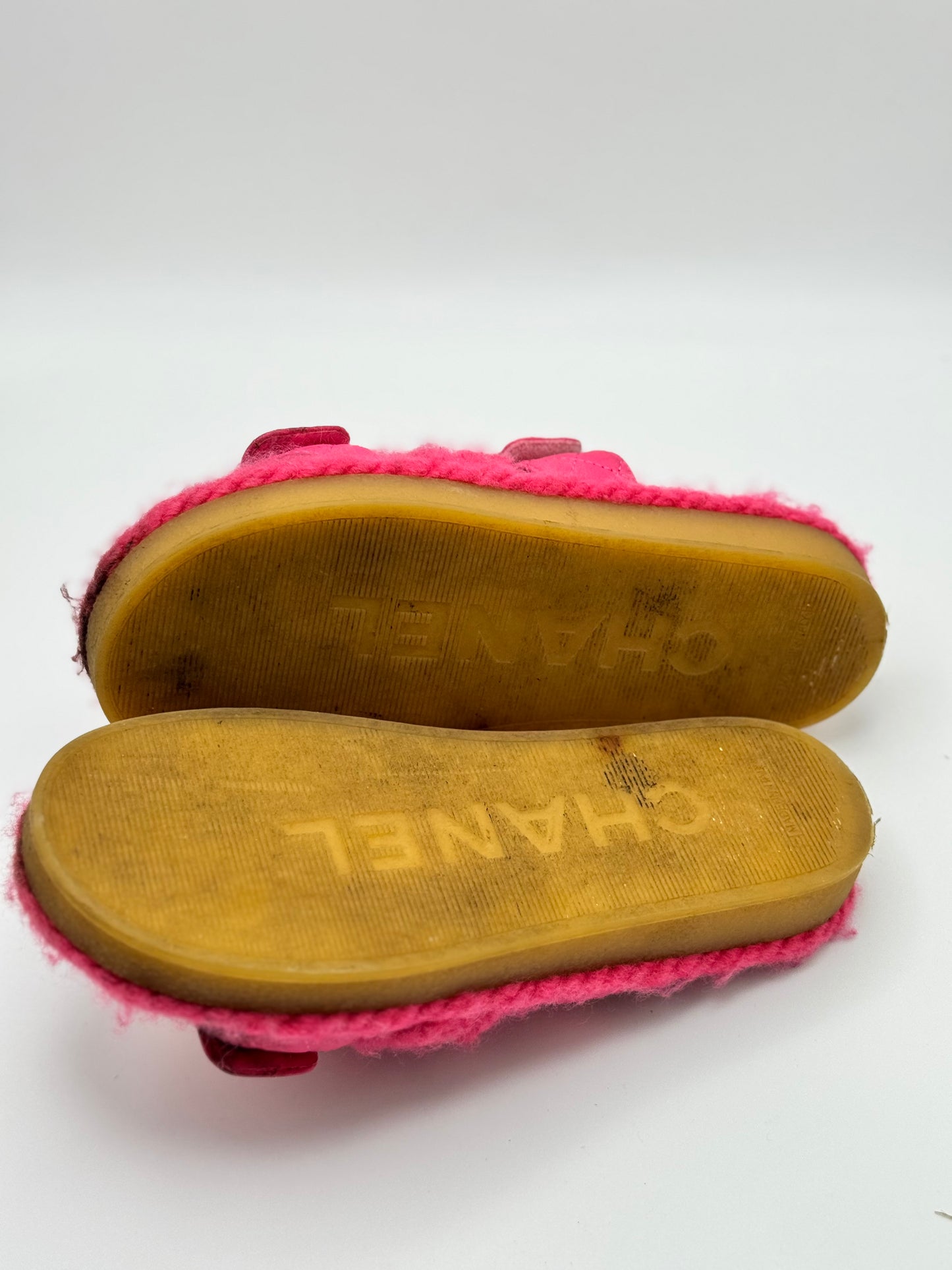 Chanel Cord Lambskin Quilted Logo Sandals 37 Pink
