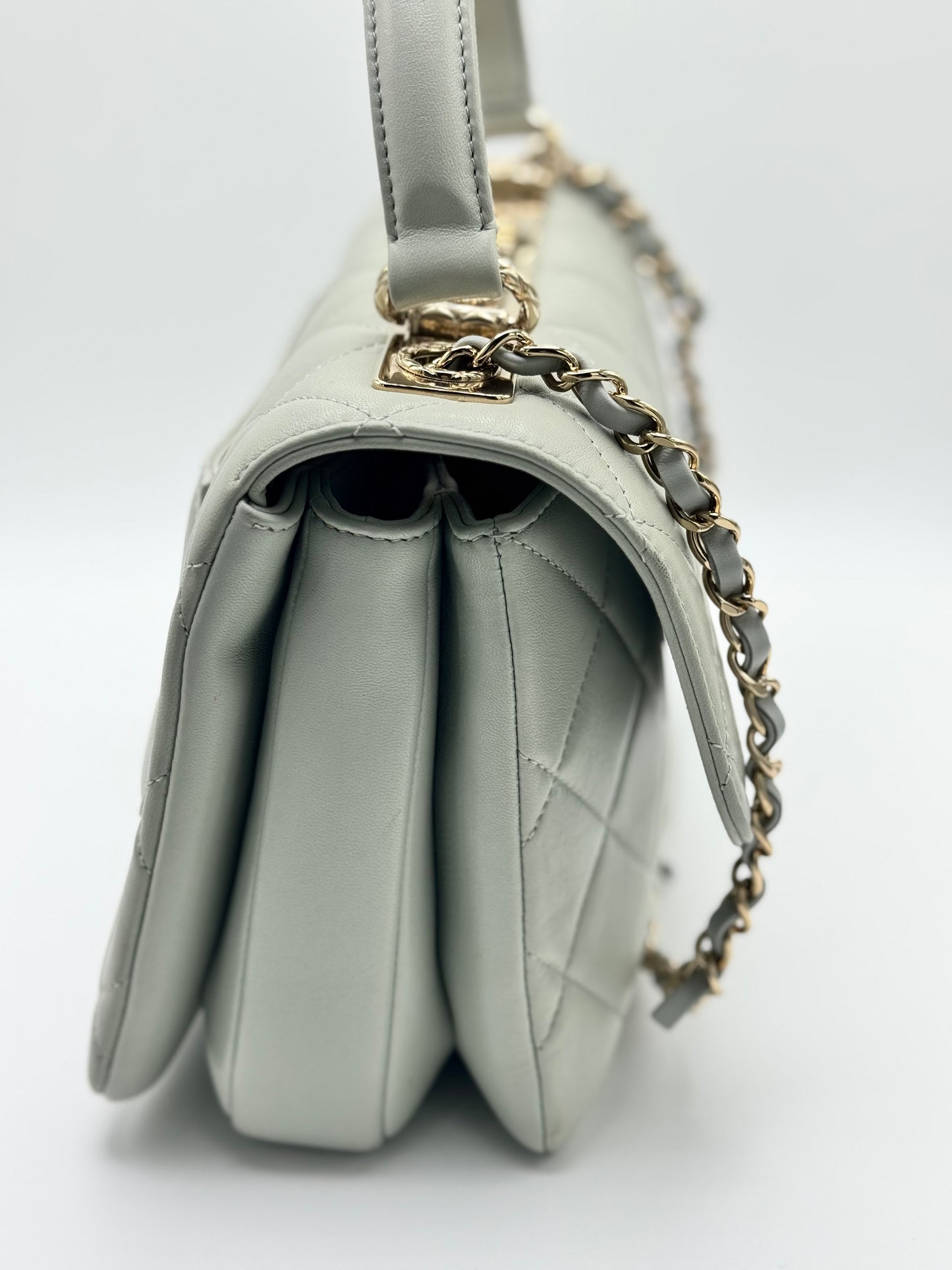 Chanel Small Trendy CC Bag Grey Lambskin Light Gold Hardware
