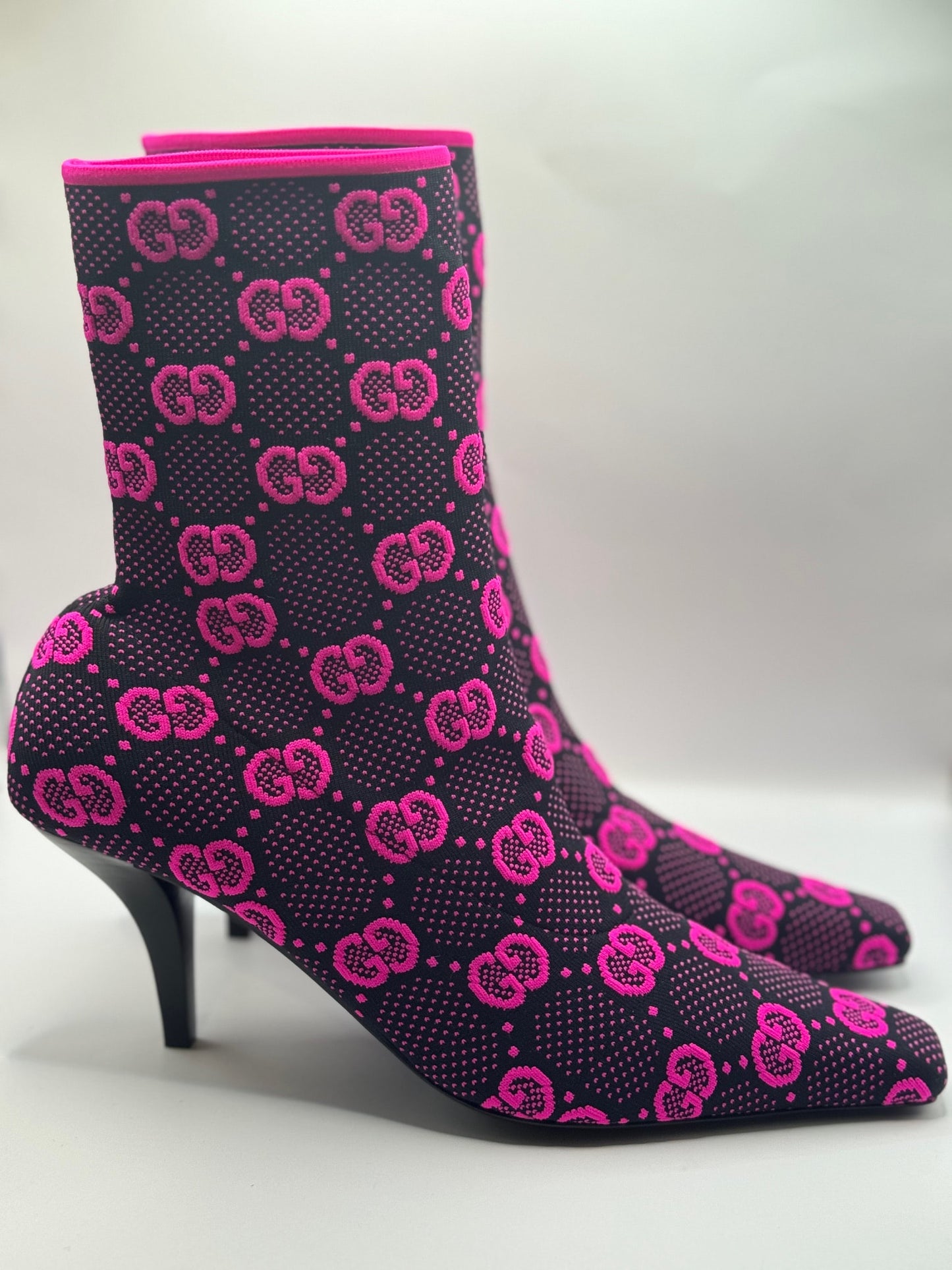 Gucci monogram jersey knit ankle boots (SALE) | Designerfindsforless