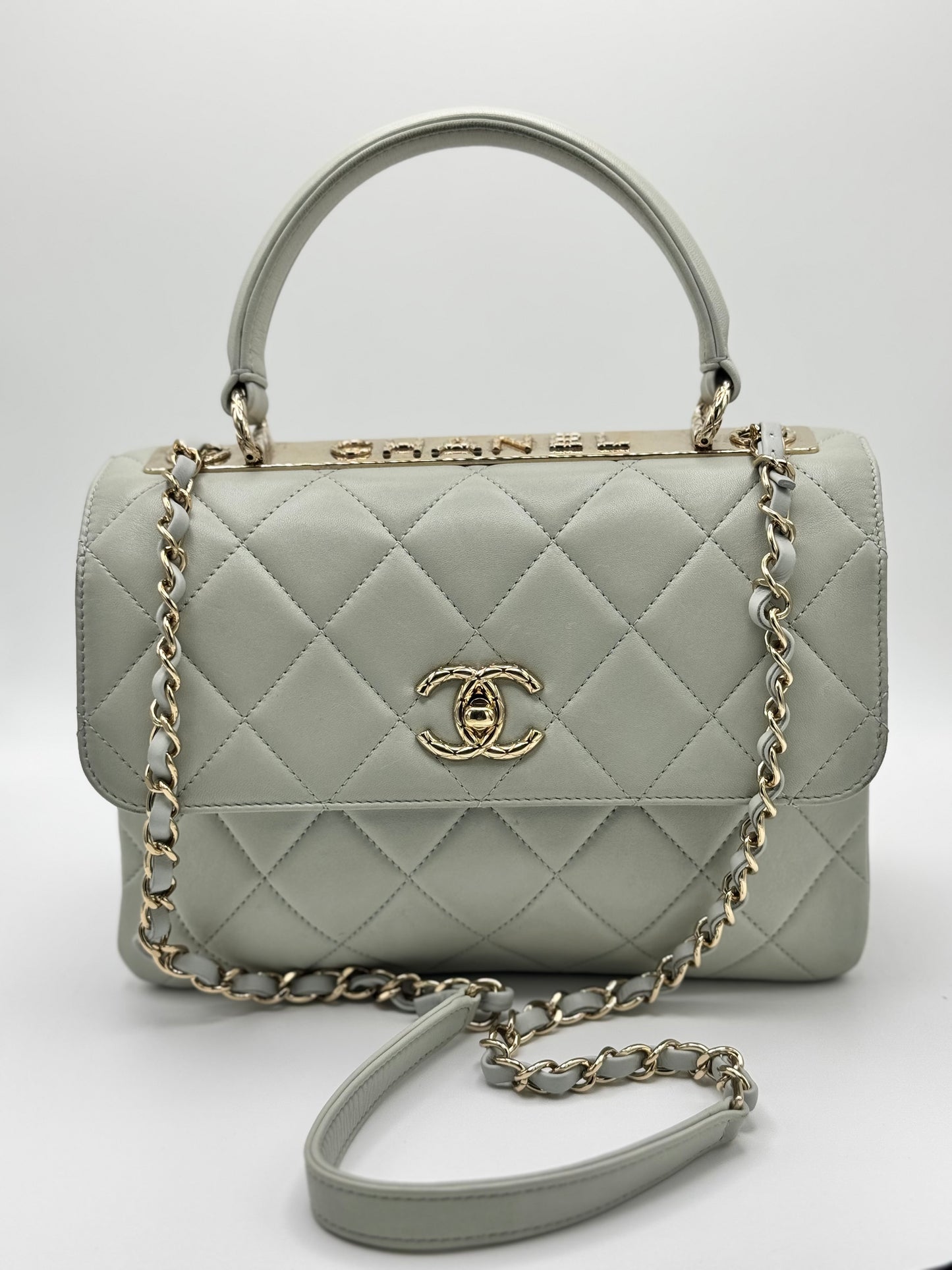 Chanel Small Trendy CC Bag Grey Lambskin Light Gold Hardware