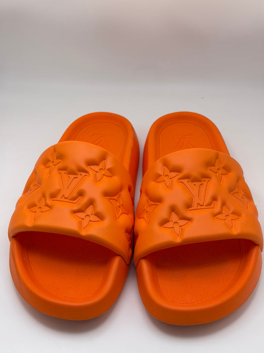 Louis Vuitton Waterfront Mule Bubble Monogram Orange Slide Sandal 10