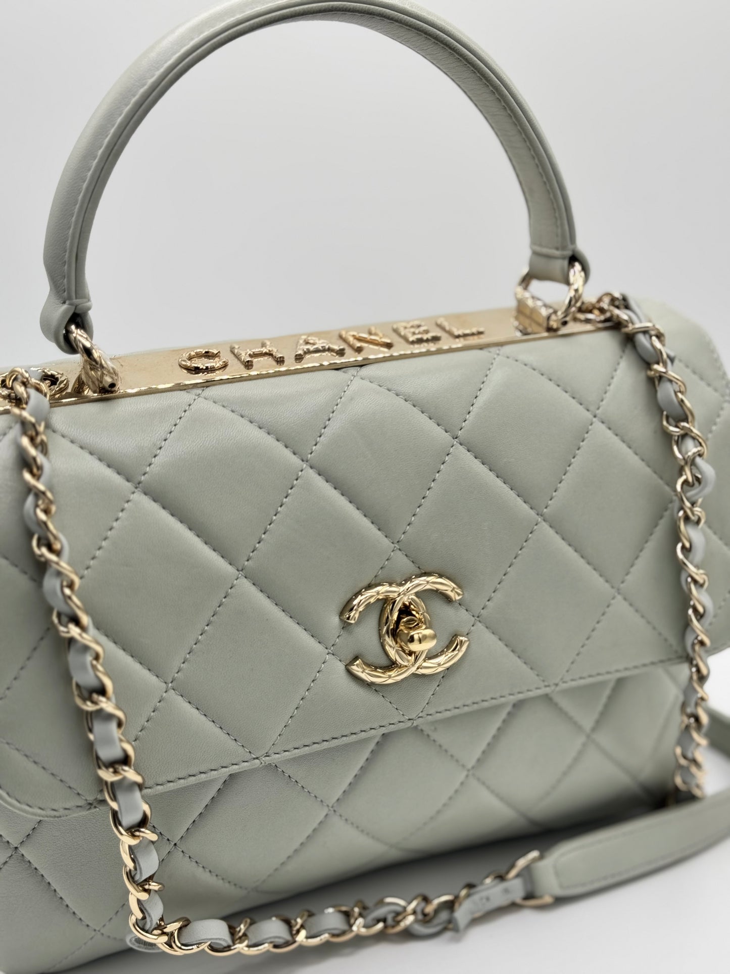 Chanel Small Trendy CC Bag Grey Lambskin Light Gold Hardware
