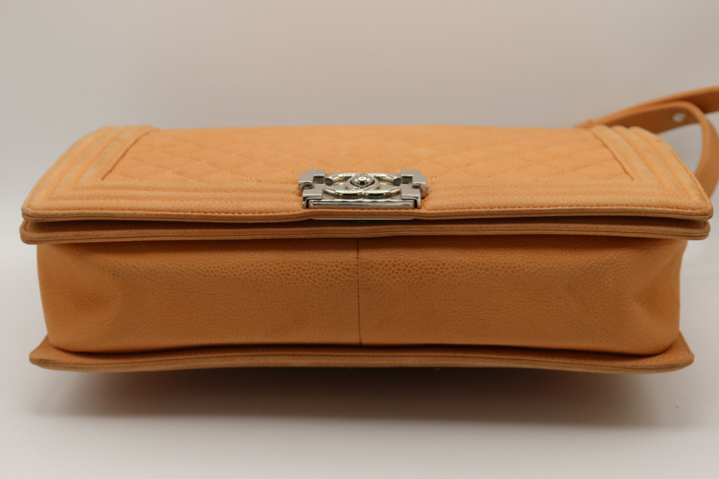 Chanel Caviar Large Neutral Boy Bag Silver Hardware