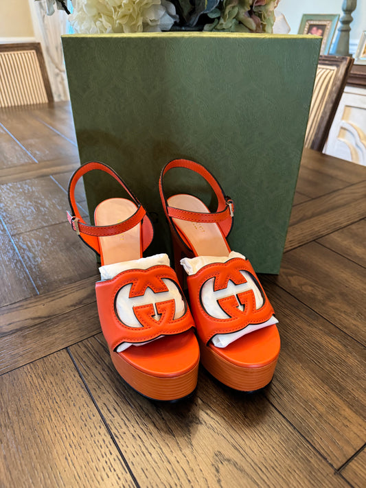 Gucci Interlocking GG Orange Heels
