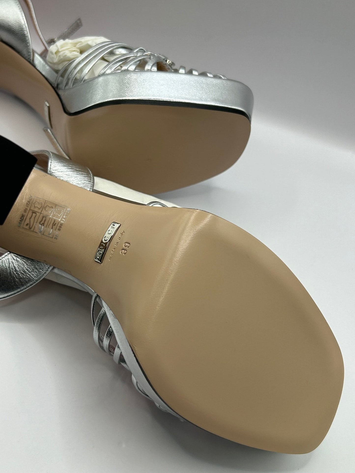 Gucci Chain Interlocking Silver Heels (39)