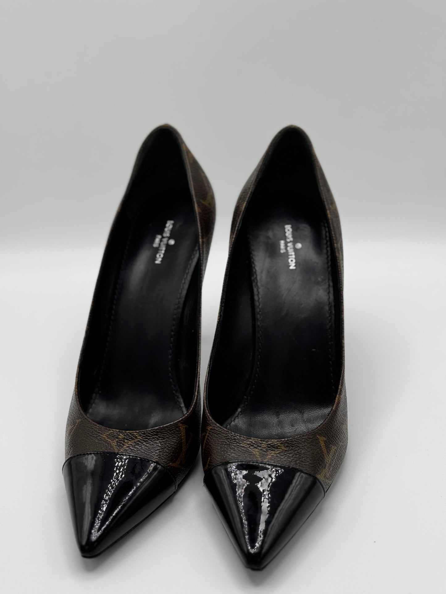 Louis Vuitton Patent Monogram Fetish Pumps 39 Black