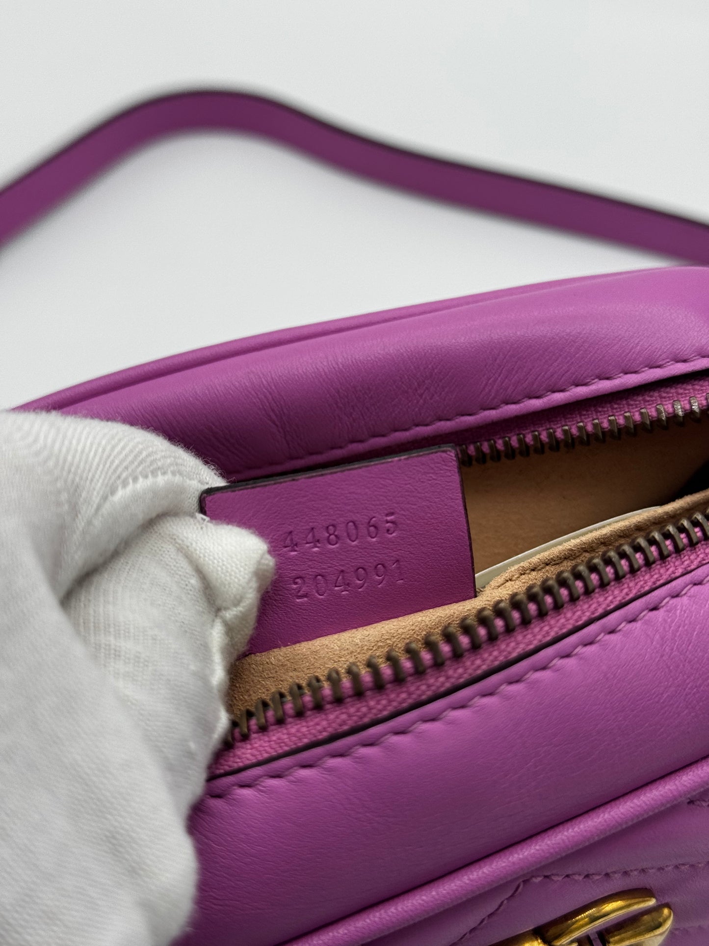 Gucci Calfskin Matelasse Mini GG Marmont Chain Shoulder Bag Candy Mousse