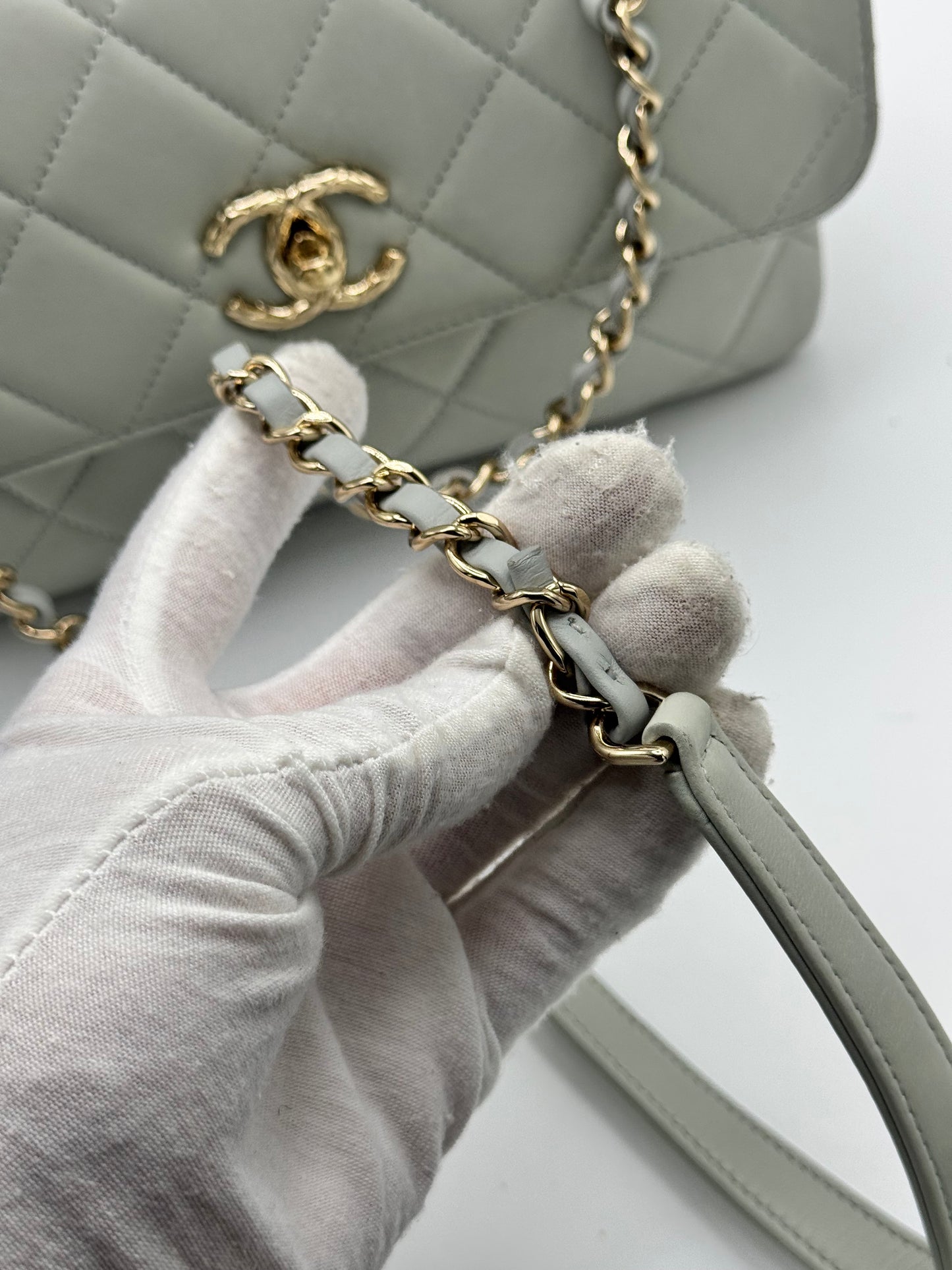 Chanel Small Trendy CC Bag Grey Lambskin Light Gold Hardware