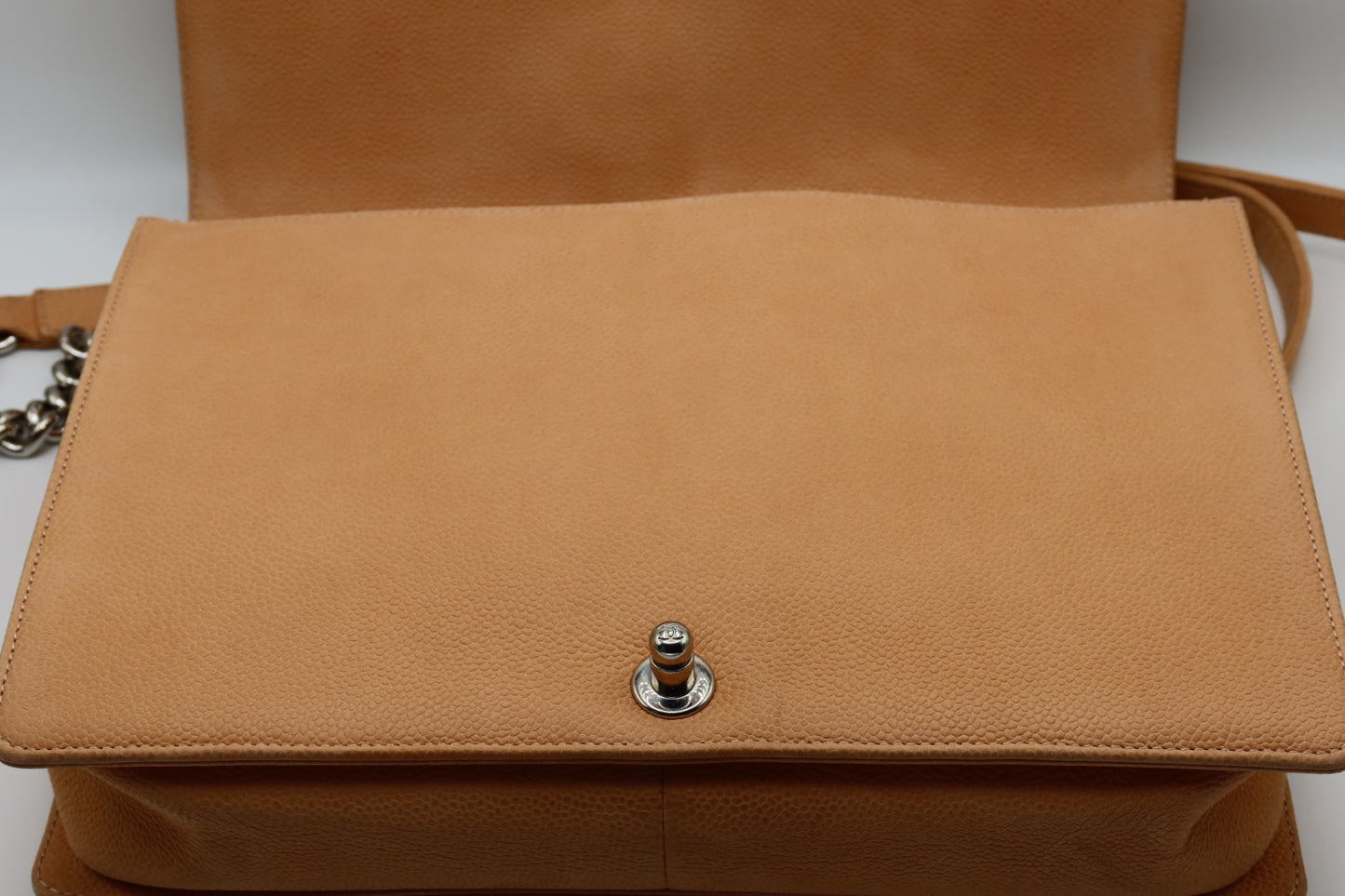 Chanel Caviar Large Neutral Boy Bag Silver Hardware