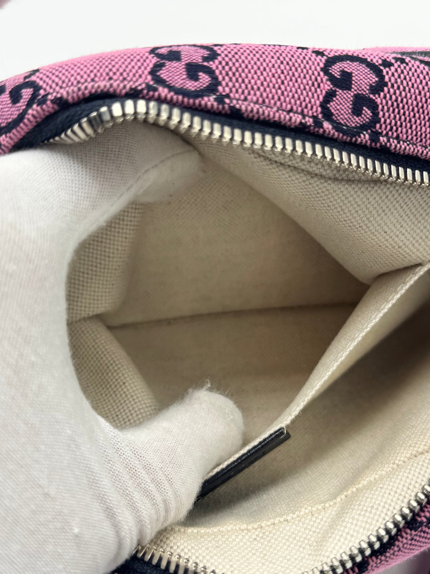Gucci Monogram Multicolor Matelasse Diagonal Small GG Marmont Chain Shoulder Bag Pink Blue