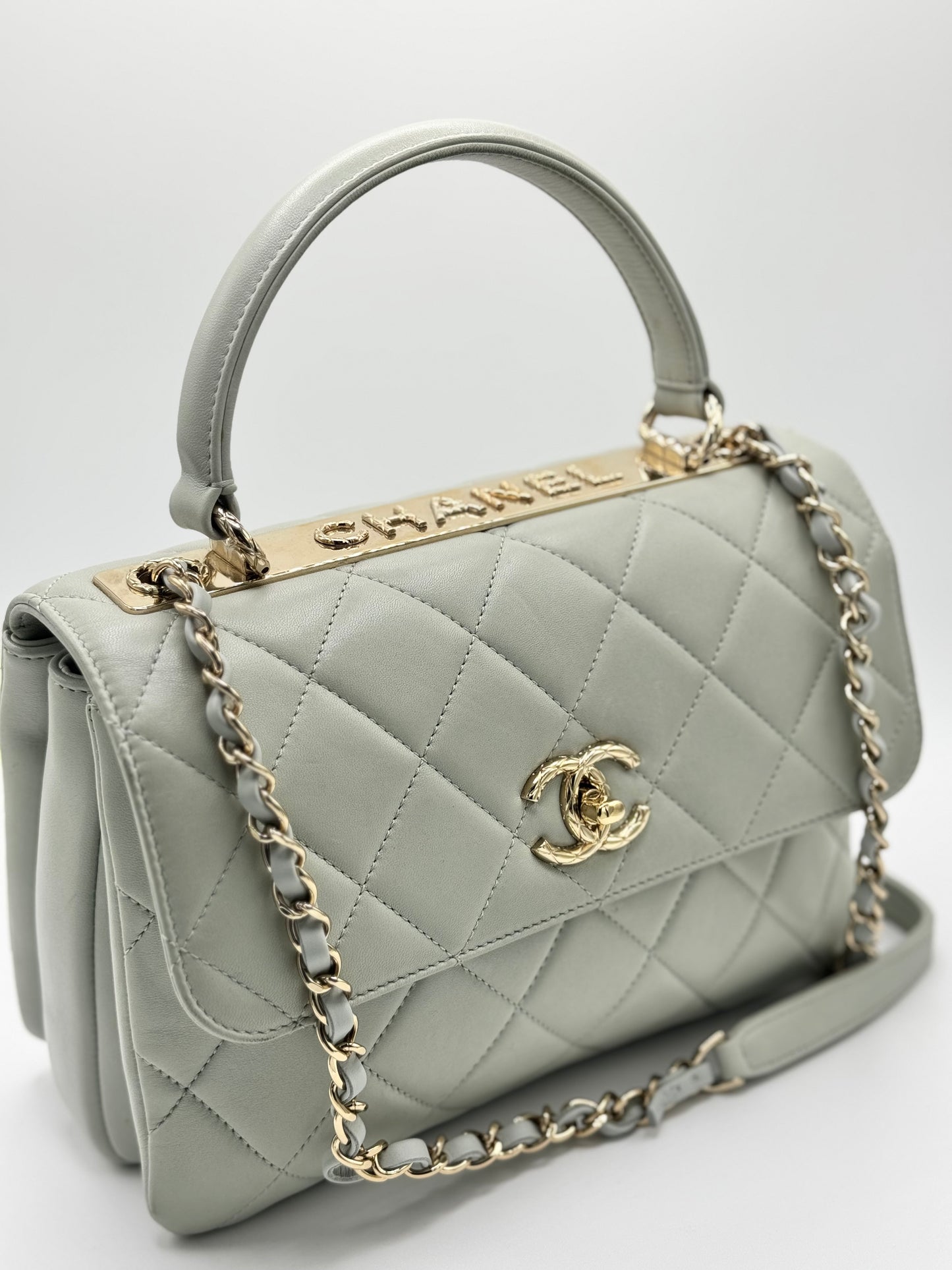 Chanel Small Trendy CC Bag Grey Lambskin Light Gold Hardware