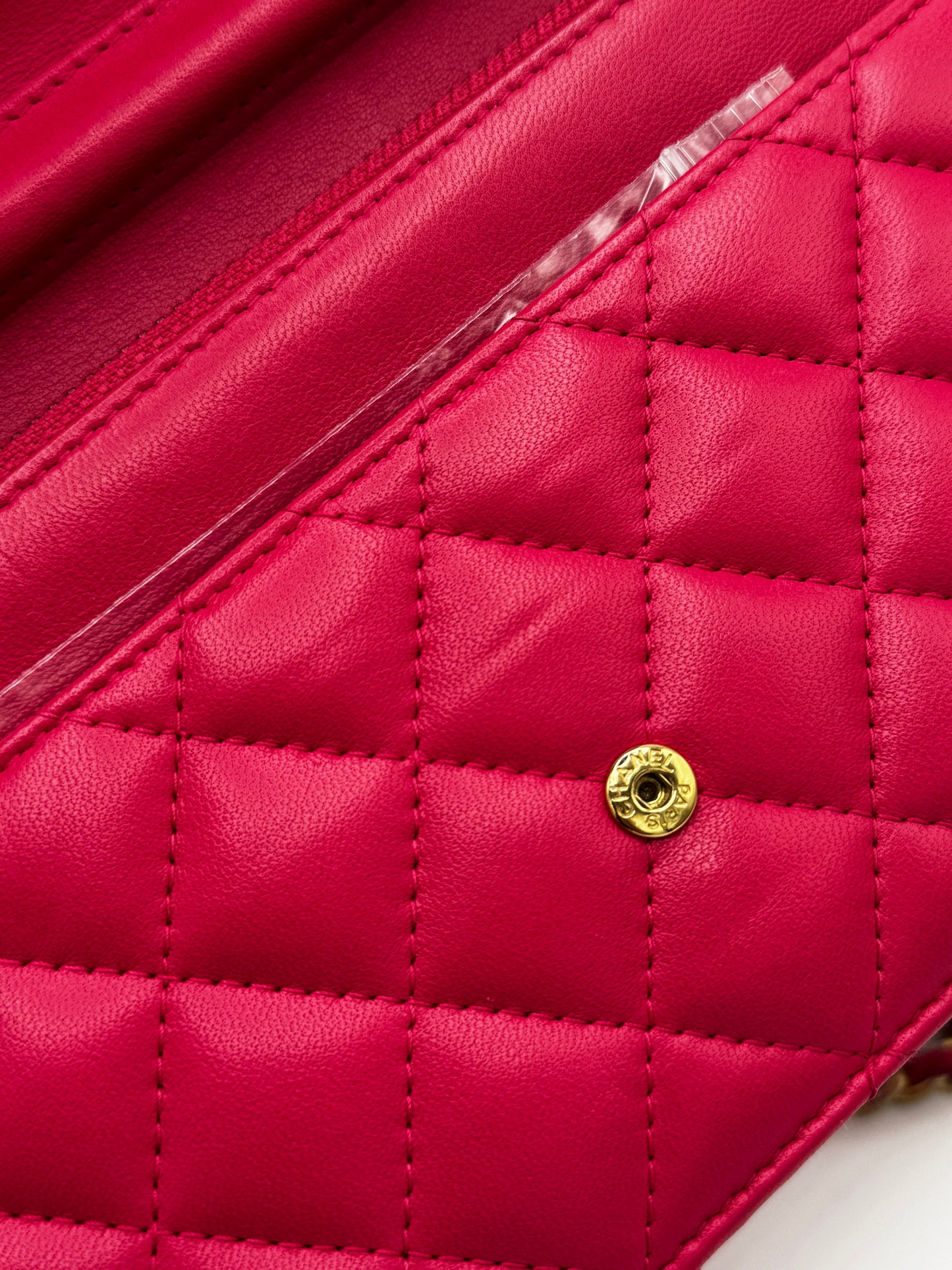 Chanel Boy Lambskin Wallet On Chain Pink Gold Metal