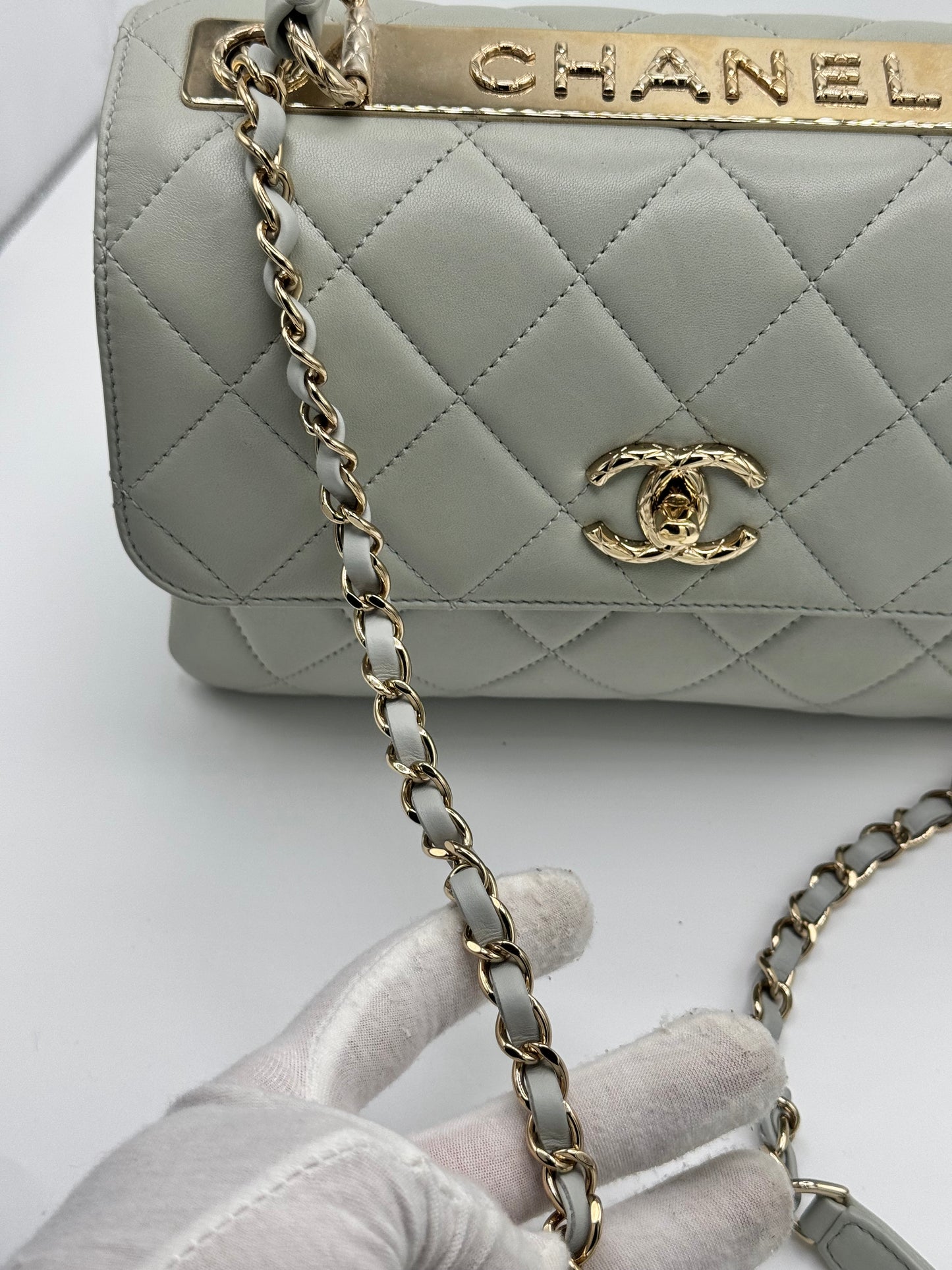 Chanel Small Trendy CC Bag Grey Lambskin Light Gold Hardware
