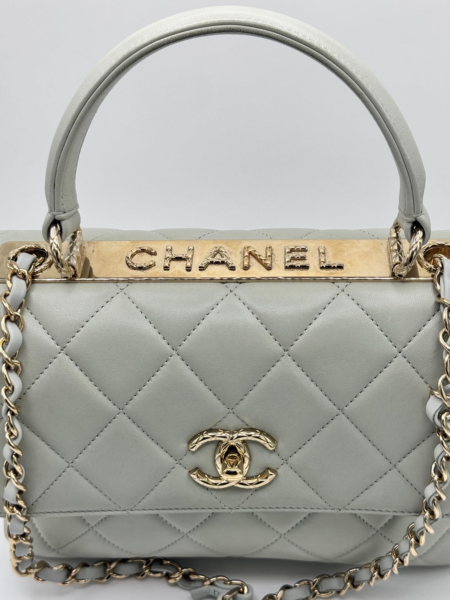 Chanel Small Trendy CC Bag Grey Lambskin Light Gold Hardware
