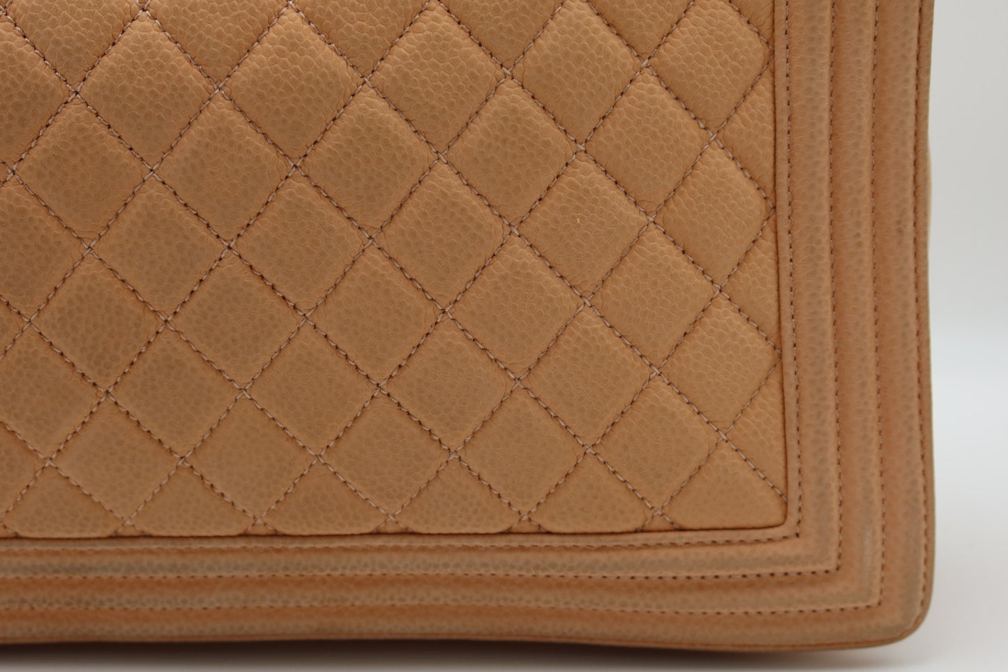 Chanel Caviar Large Neutral Boy Bag Silver Hardware