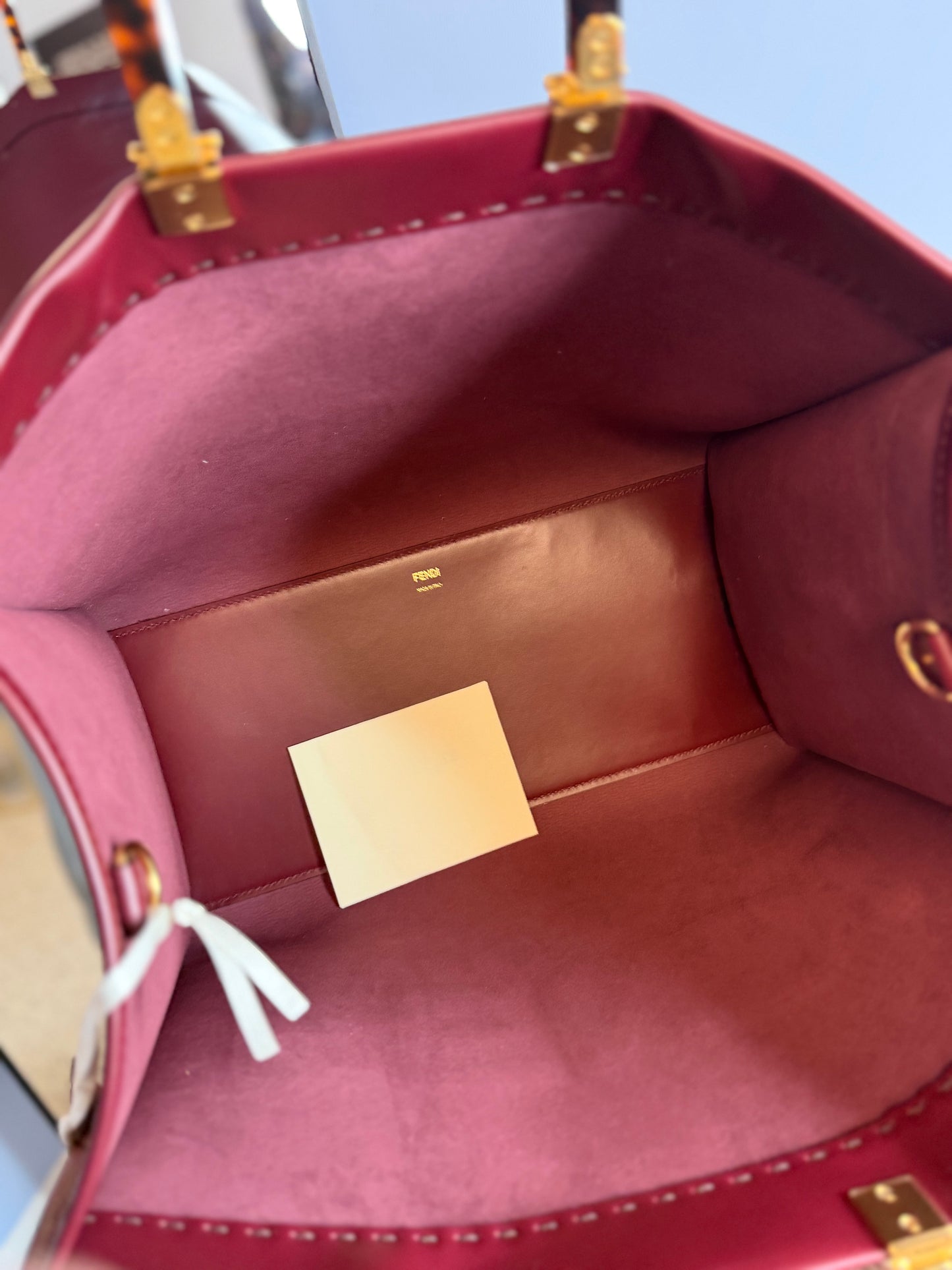 Fendi Plexiglass Large Fendi Sunshine Shopper Tote Burgundy