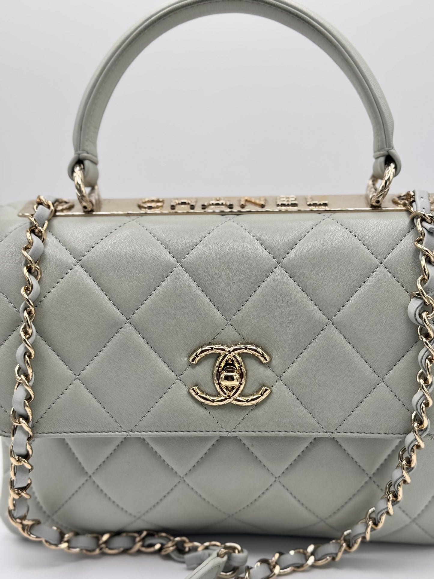 Chanel Small Trendy CC Bag Grey Lambskin Light Gold Hardware