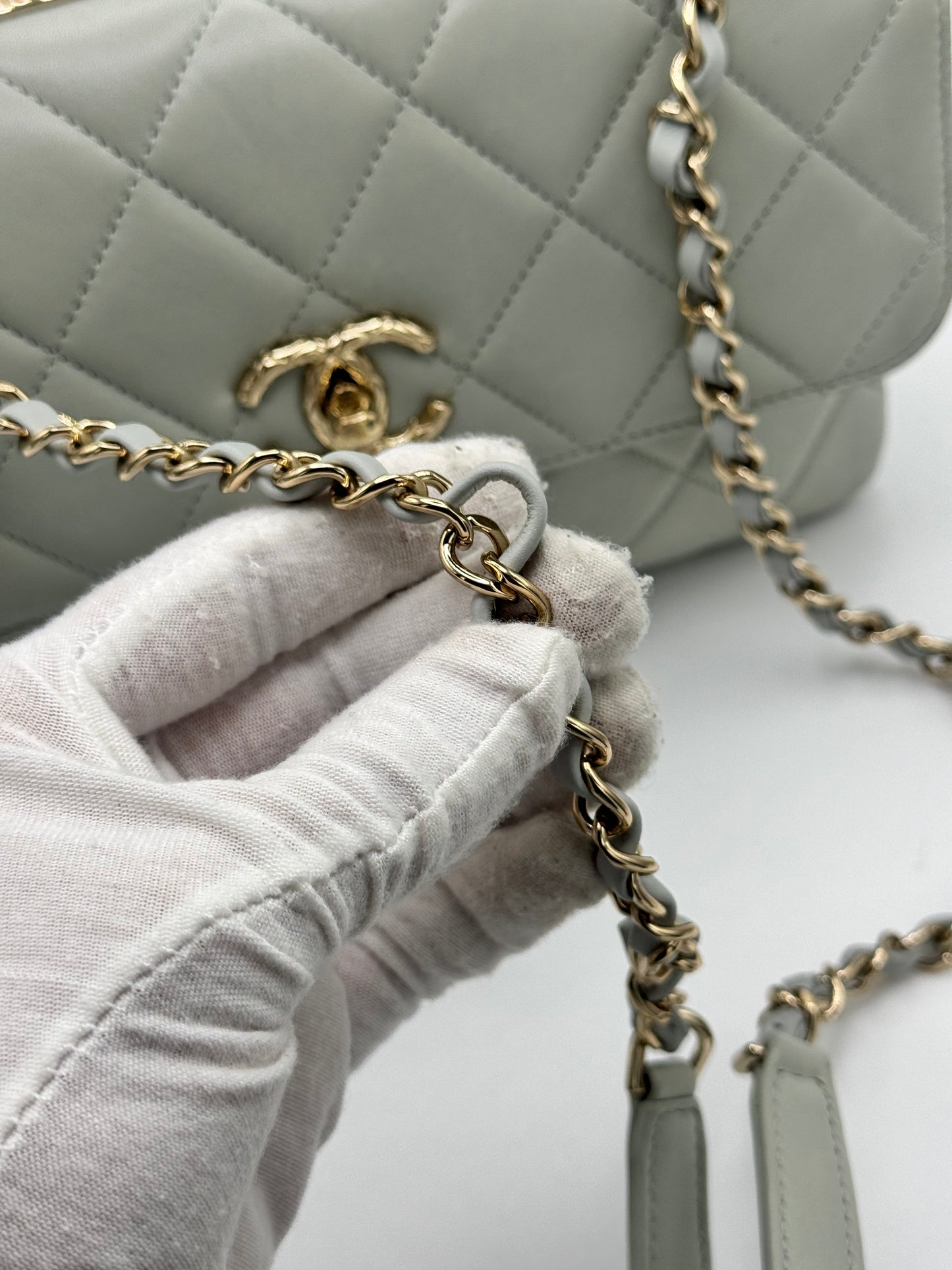 Chanel Small Trendy CC Bag Grey Lambskin Light Gold Hardware