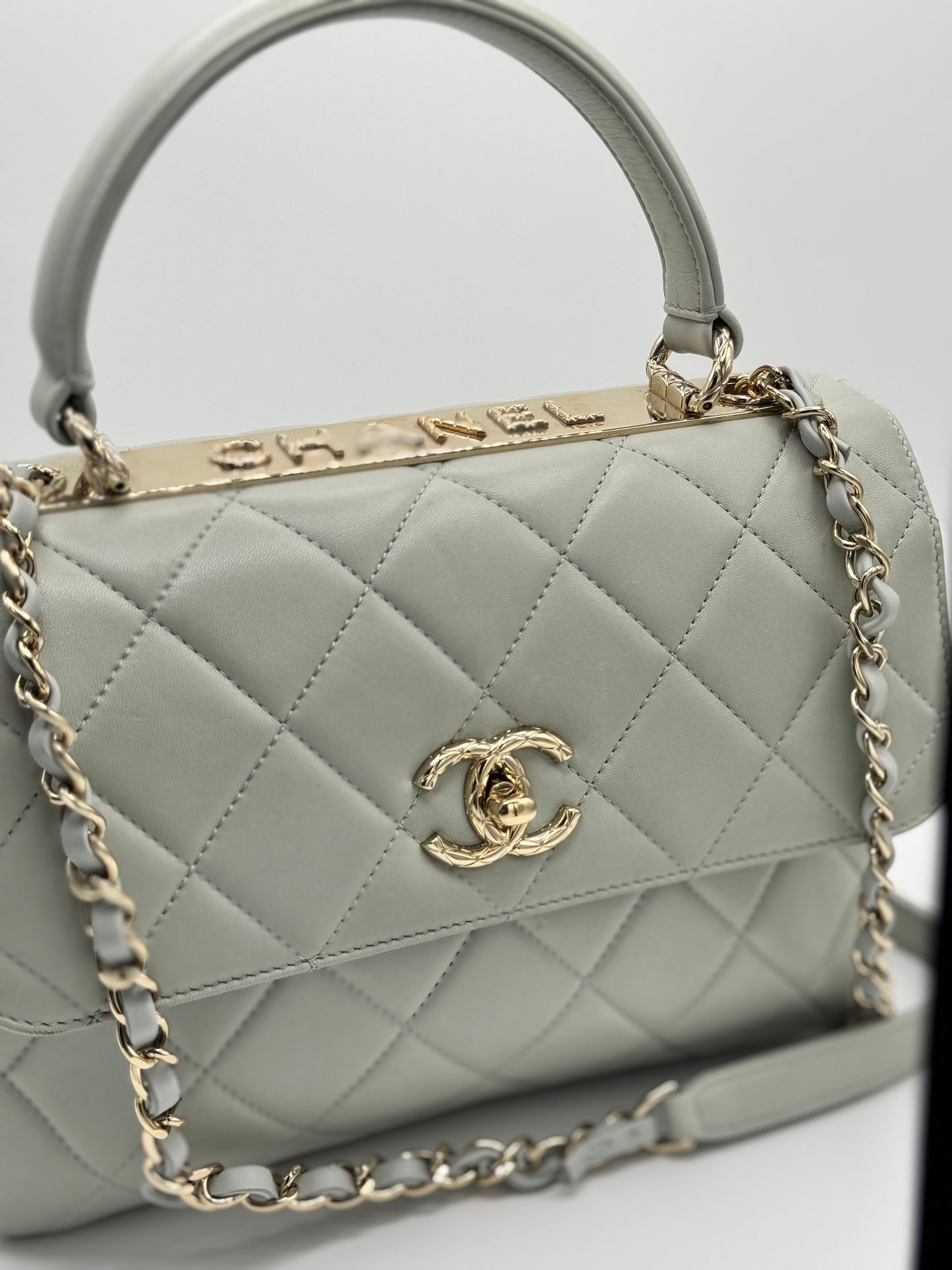 Chanel Small Trendy CC Bag Grey Lambskin Light Gold Hardware