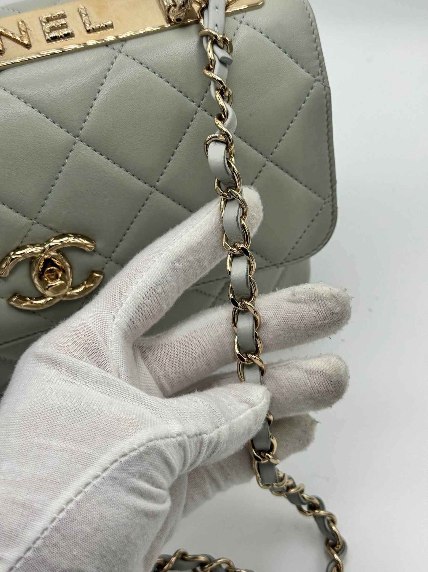 Chanel Small Trendy CC Bag Grey Lambskin Light Gold Hardware
