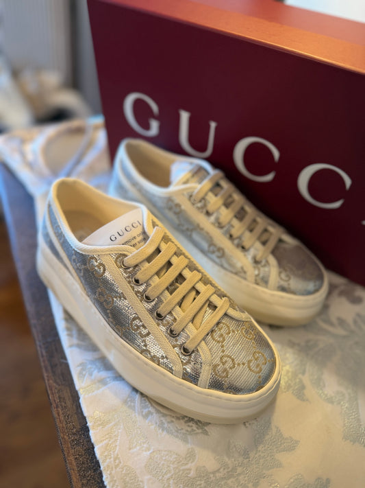 Gucci Silver GG Women’s Sneakers 37