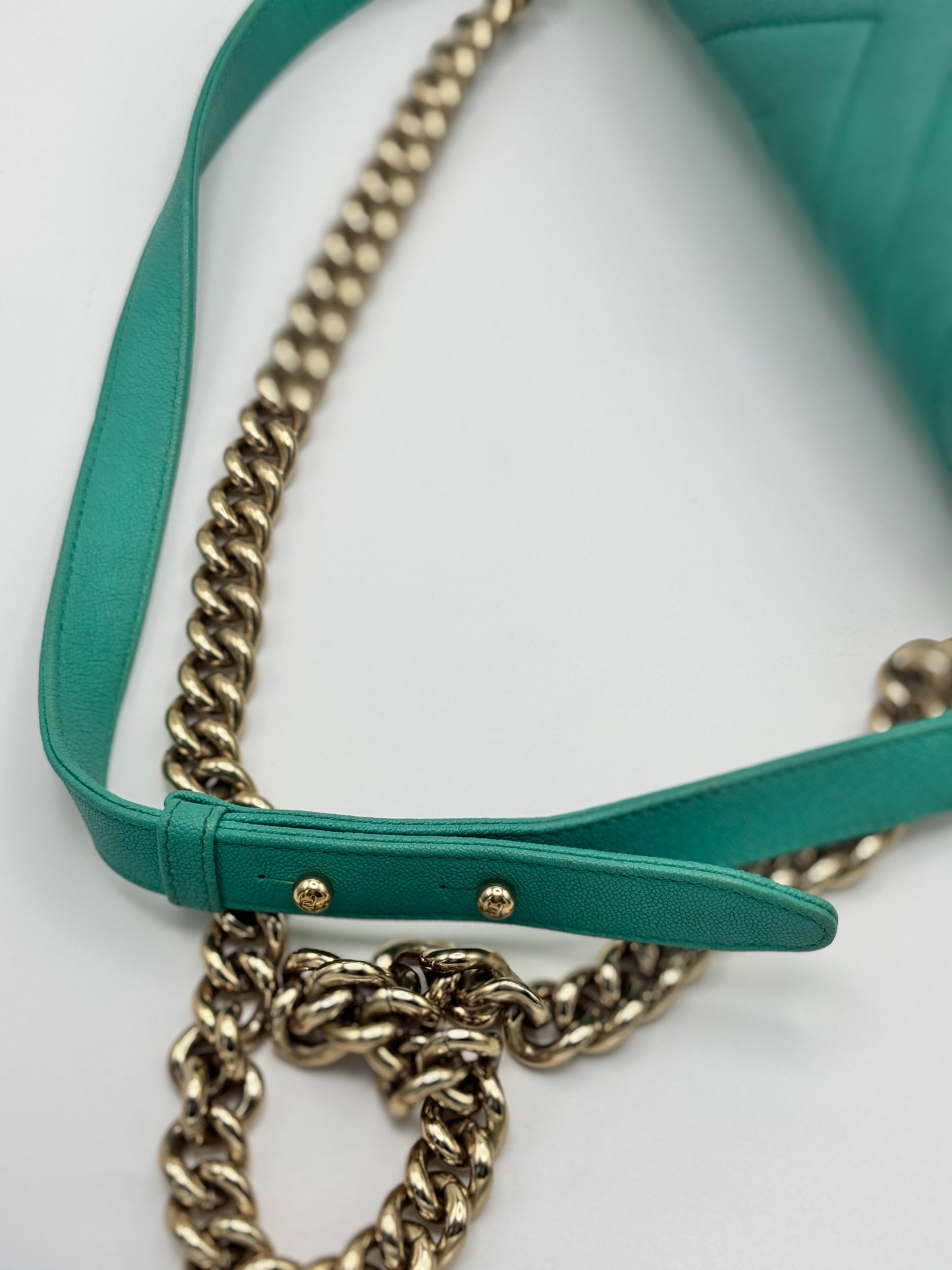Chanel Caviar Chevron Quilted Medium Boy Flap Turquoise