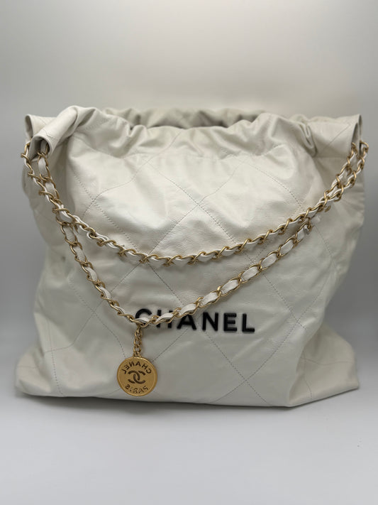 Chanel Shiny Calfskin Quilted Small Chanel 22 White