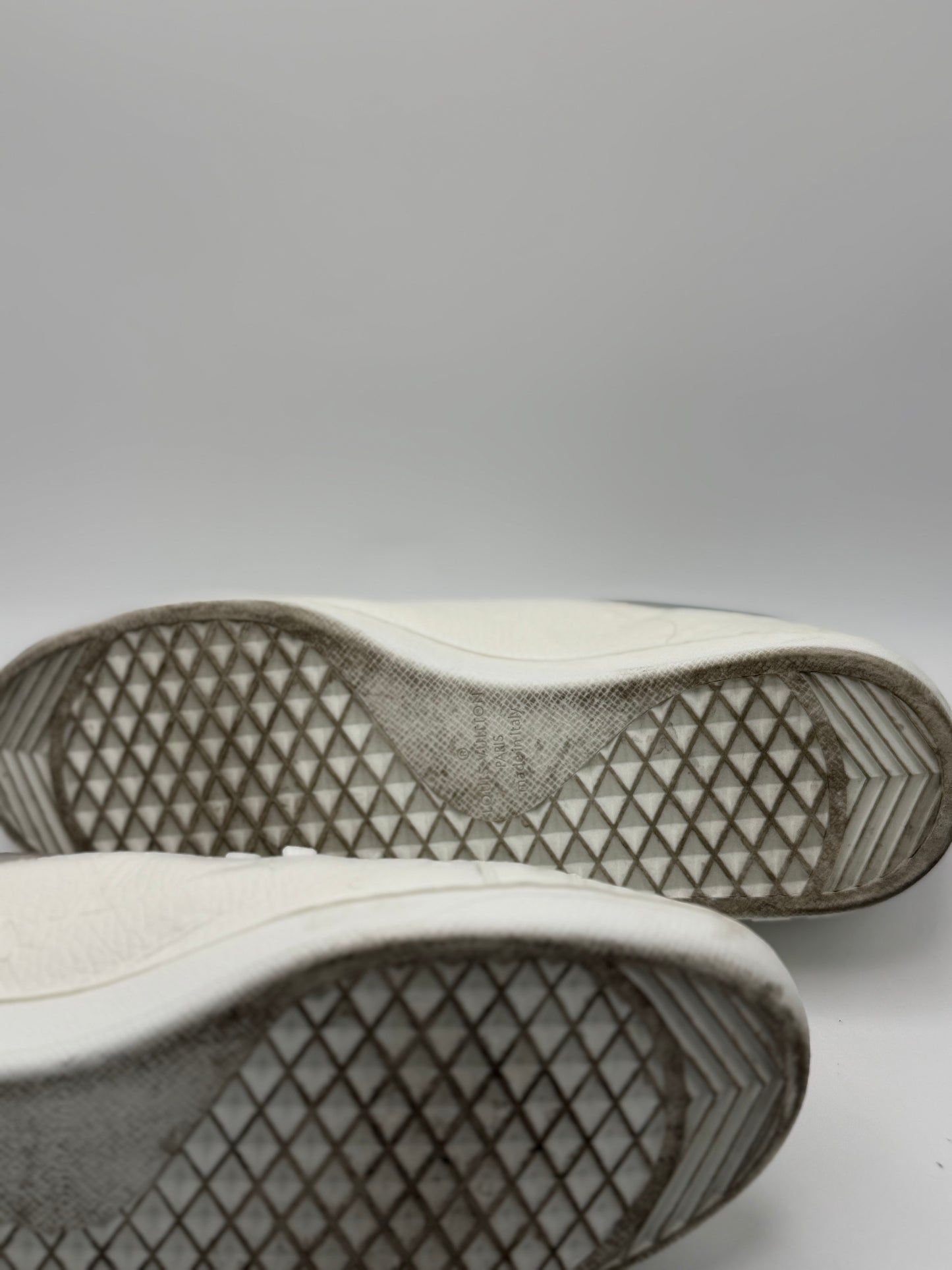 Louis Vuitton White Embossed Monogram Calfskin Sneakers Mens 8