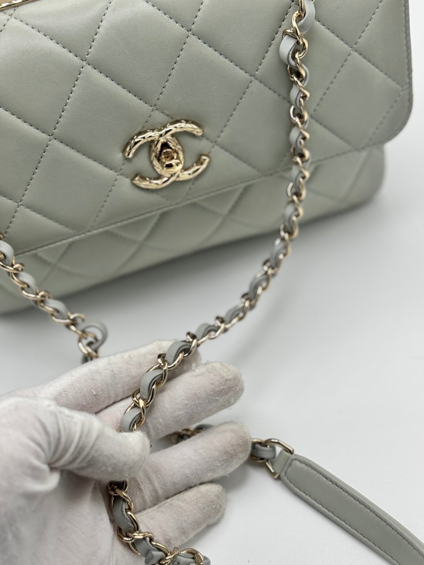 Chanel Small Trendy CC Bag Grey Lambskin Light Gold Hardware