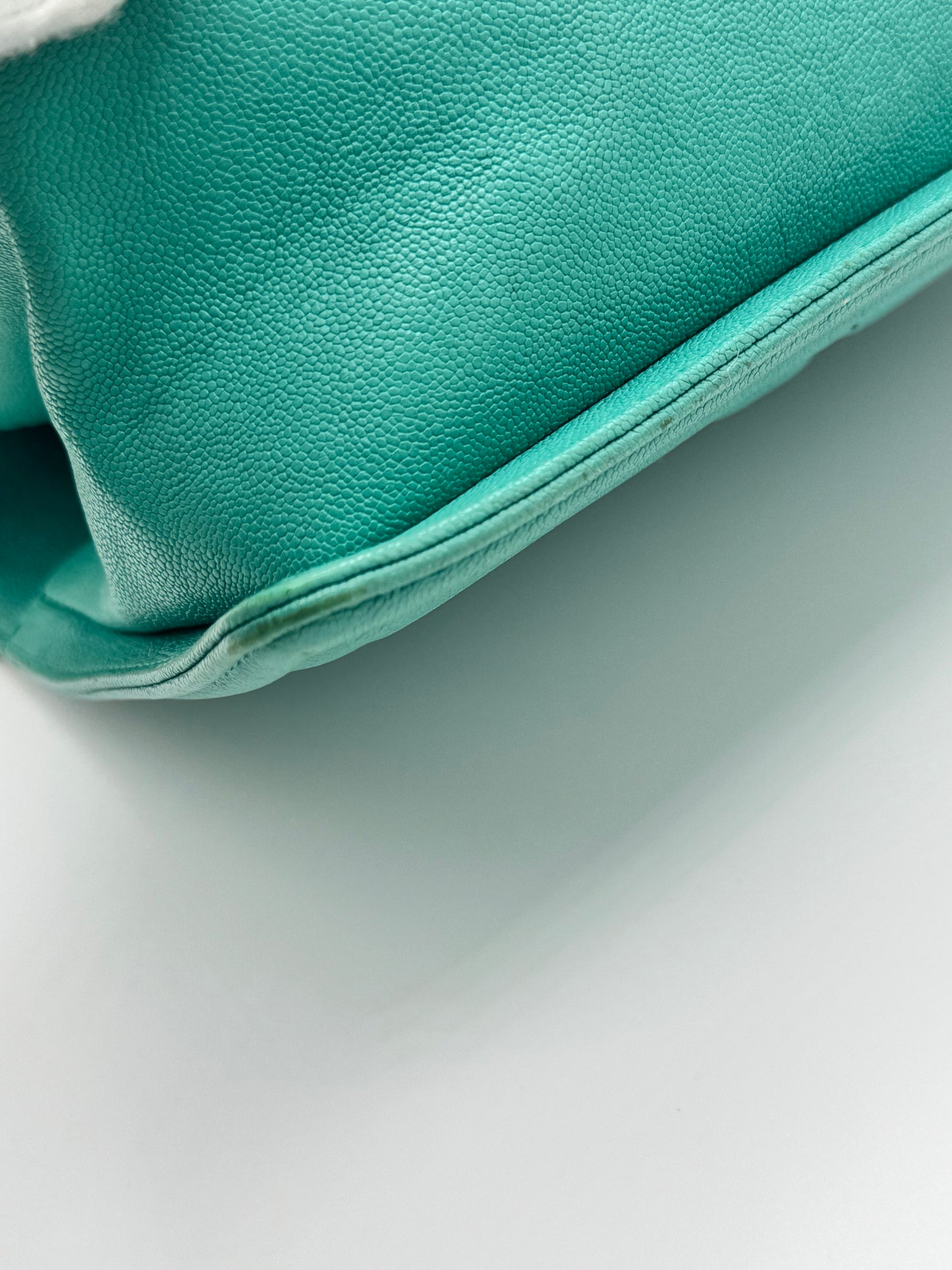 Chanel Caviar Chevron Quilted Medium Boy Flap Turquoise