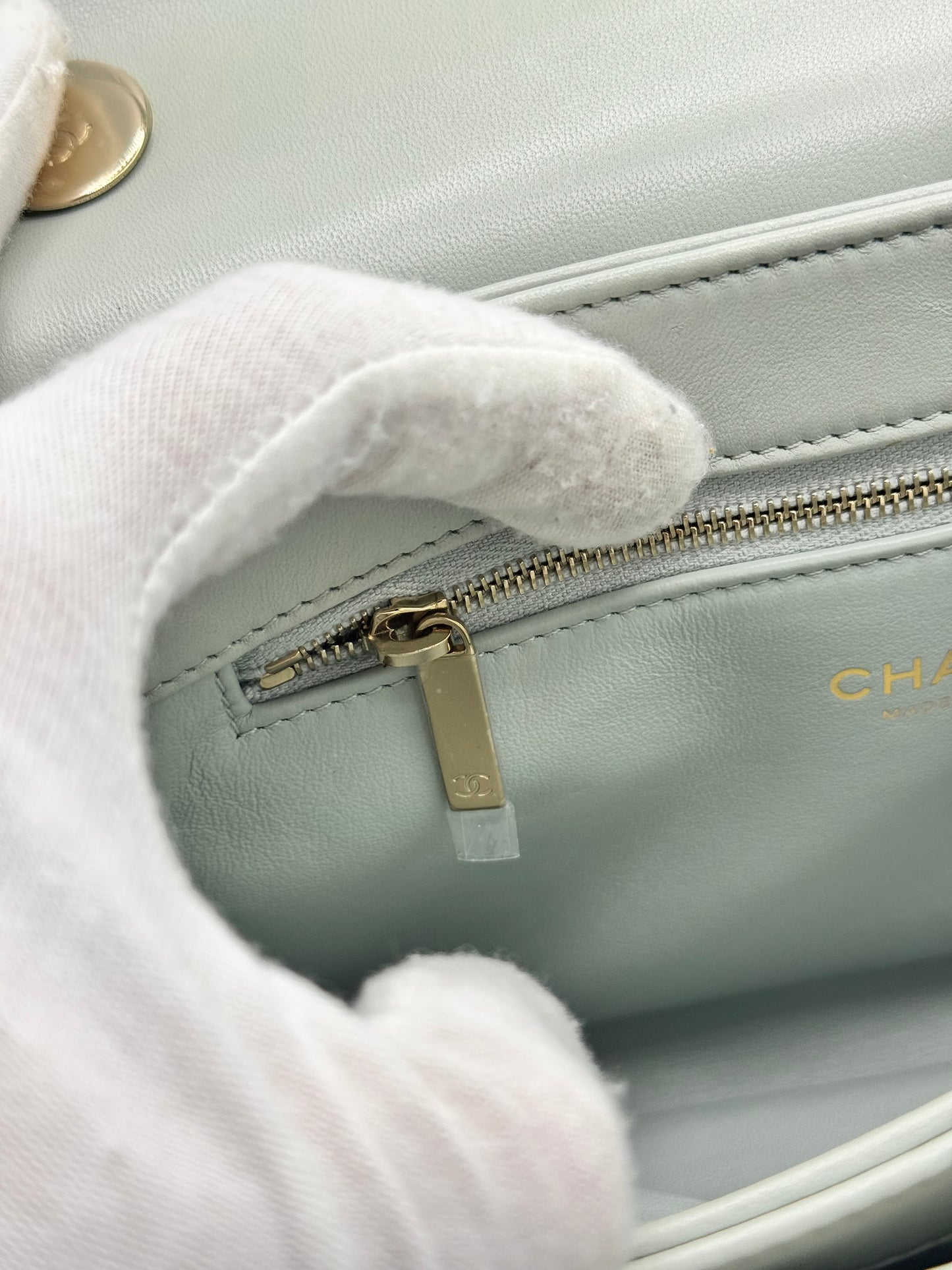Chanel Small Trendy CC Bag Grey Lambskin Light Gold Hardware