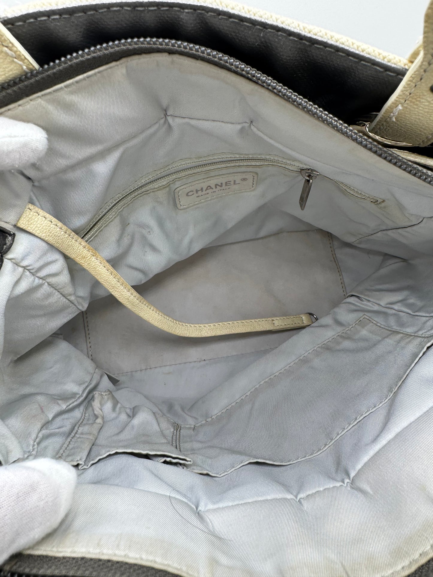 Chanel Bicolor Paris-Biarritz PM Quilted Grey Tote Bag