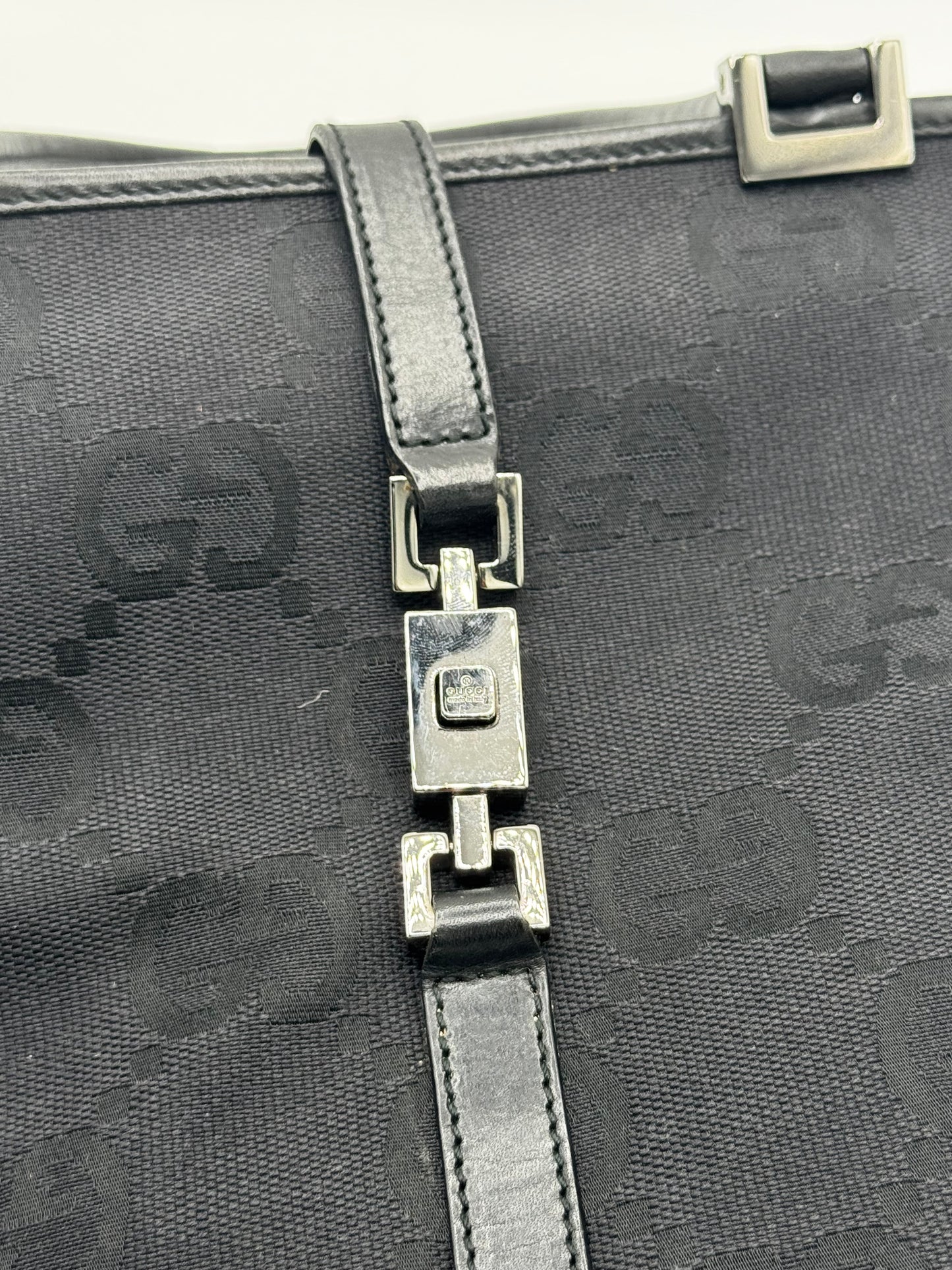 Gucci Vintage GG Jumbo Black Jackie Tote Bag