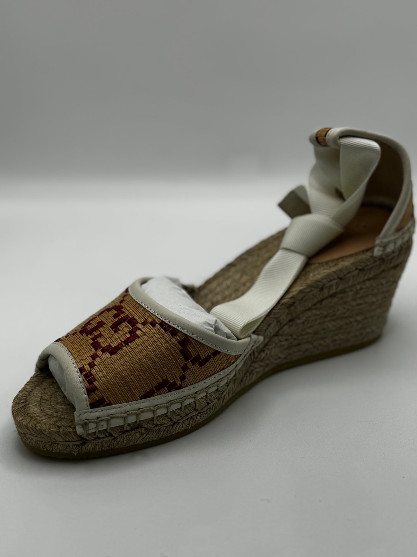 Gucci Woven GG Espadrille Wedge Heel 37