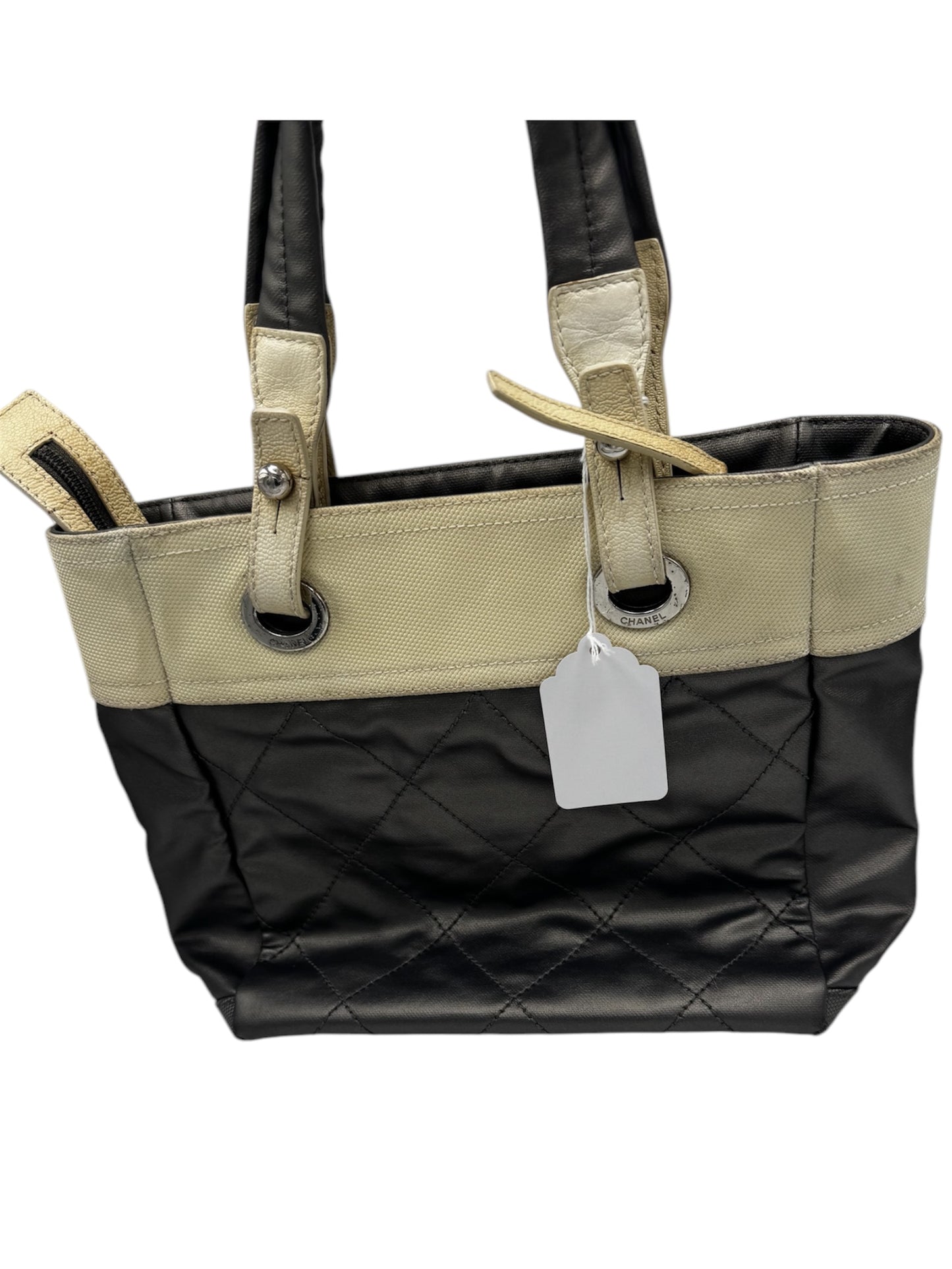 Chanel Bicolor Paris-Biarritz PM Quilted Grey Tote Bag