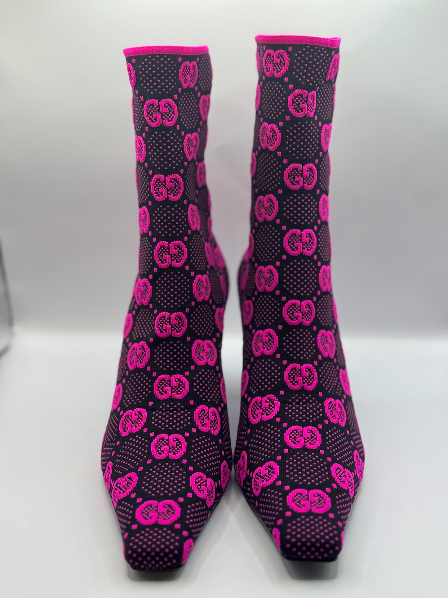 Gucci monogram jersey knit ankle boots (SALE) | Designerfindsforless