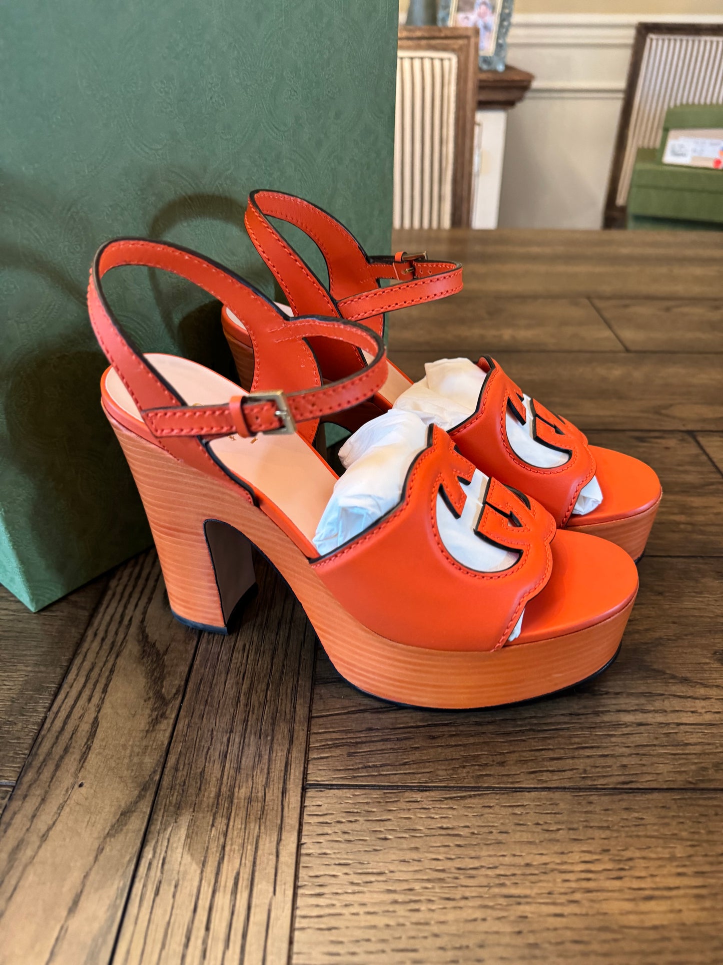 Gucci Interlocking GG Orange Heels