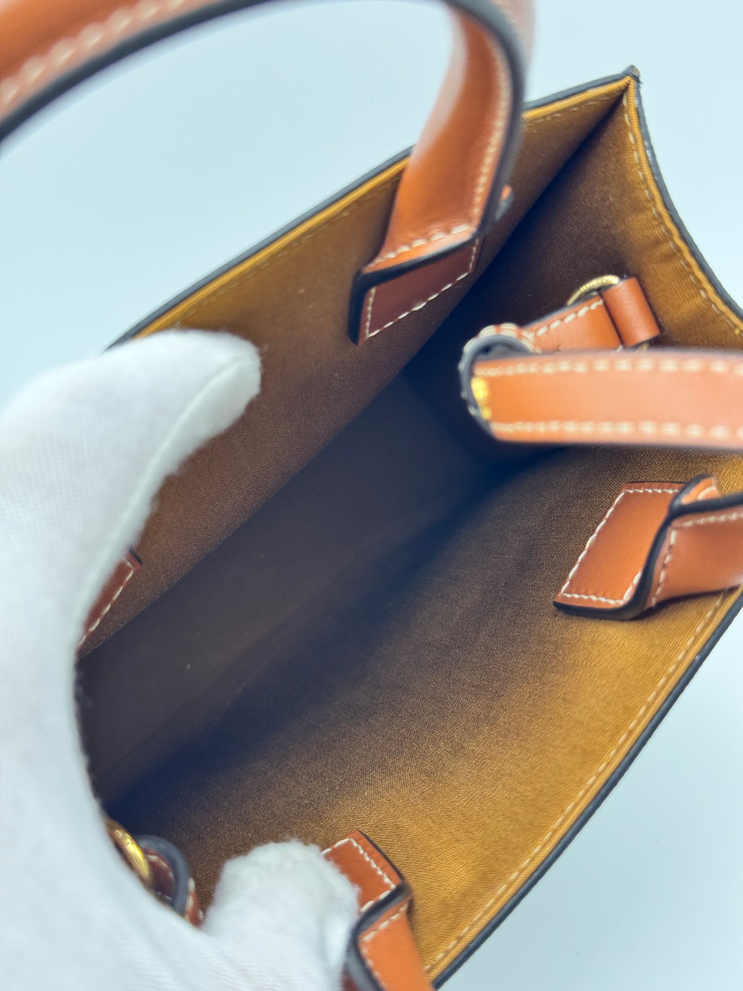 Celine Triomphe Canvas Calfskin Mini Vertical Cabas Tan