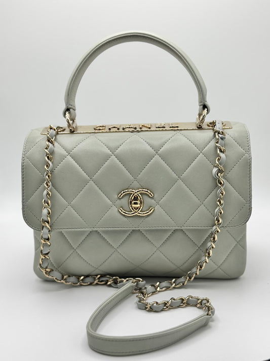 Chanel Small Trendy CC Bag Grey Lambskin Light Gold Hardware