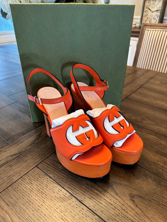 Gucci Interlocking GG Orange Heels