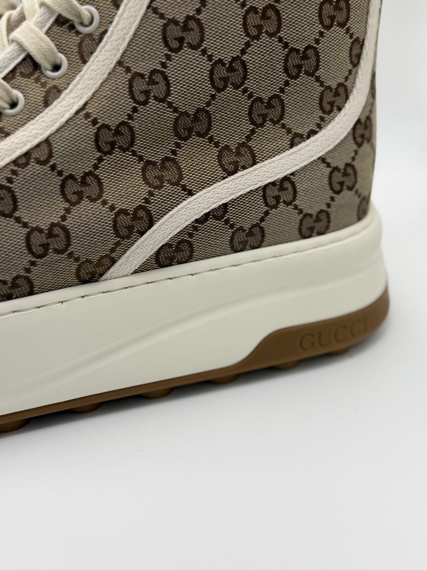 Gucci Mens Beige GG Canvas Tennis 1977 High Top Sneakers 13
