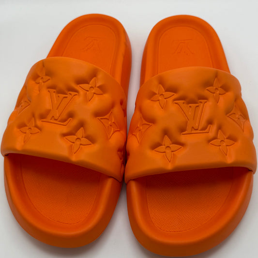 Louis Vuitton Waterfront Mule Bubble Monogram Orange Slide Sandal