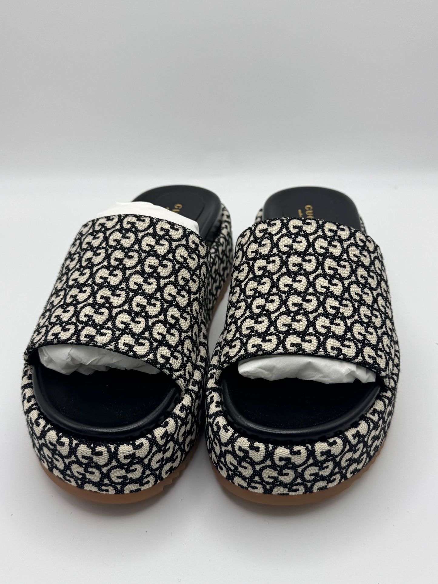 Gucci Angelina GG Monogram Platform Slide Sandals 38