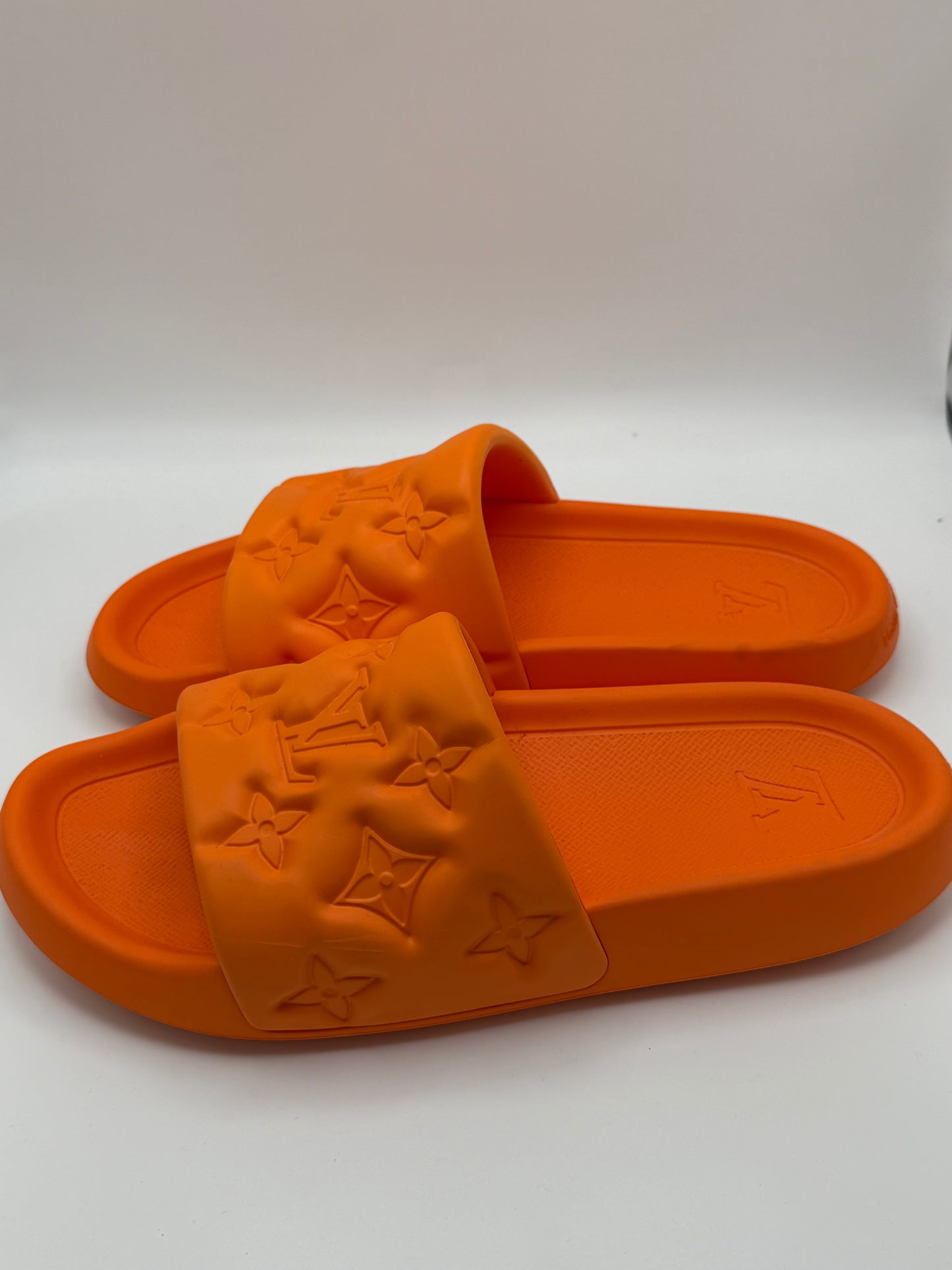 Louis Vuitton Waterfront Mule Bubble Monogram Orange Slide Sandal