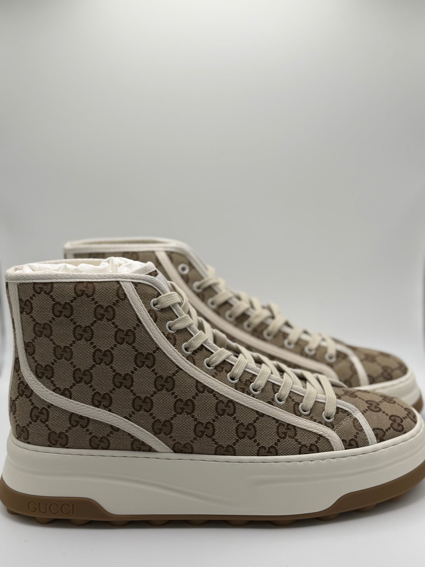 Gucci Mens Beige GG Canvas Tennis 1977 High Top Sneakers 13