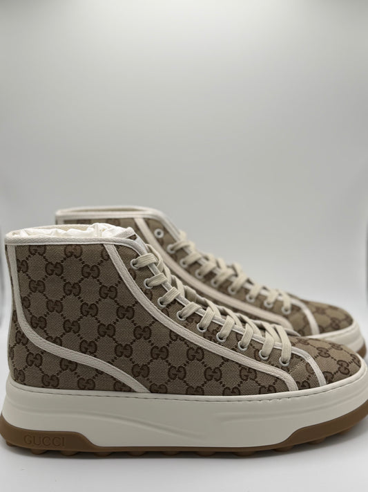 Gucci Mens Beige GG Canvas Tennis 1977 High Top Sneakers 13